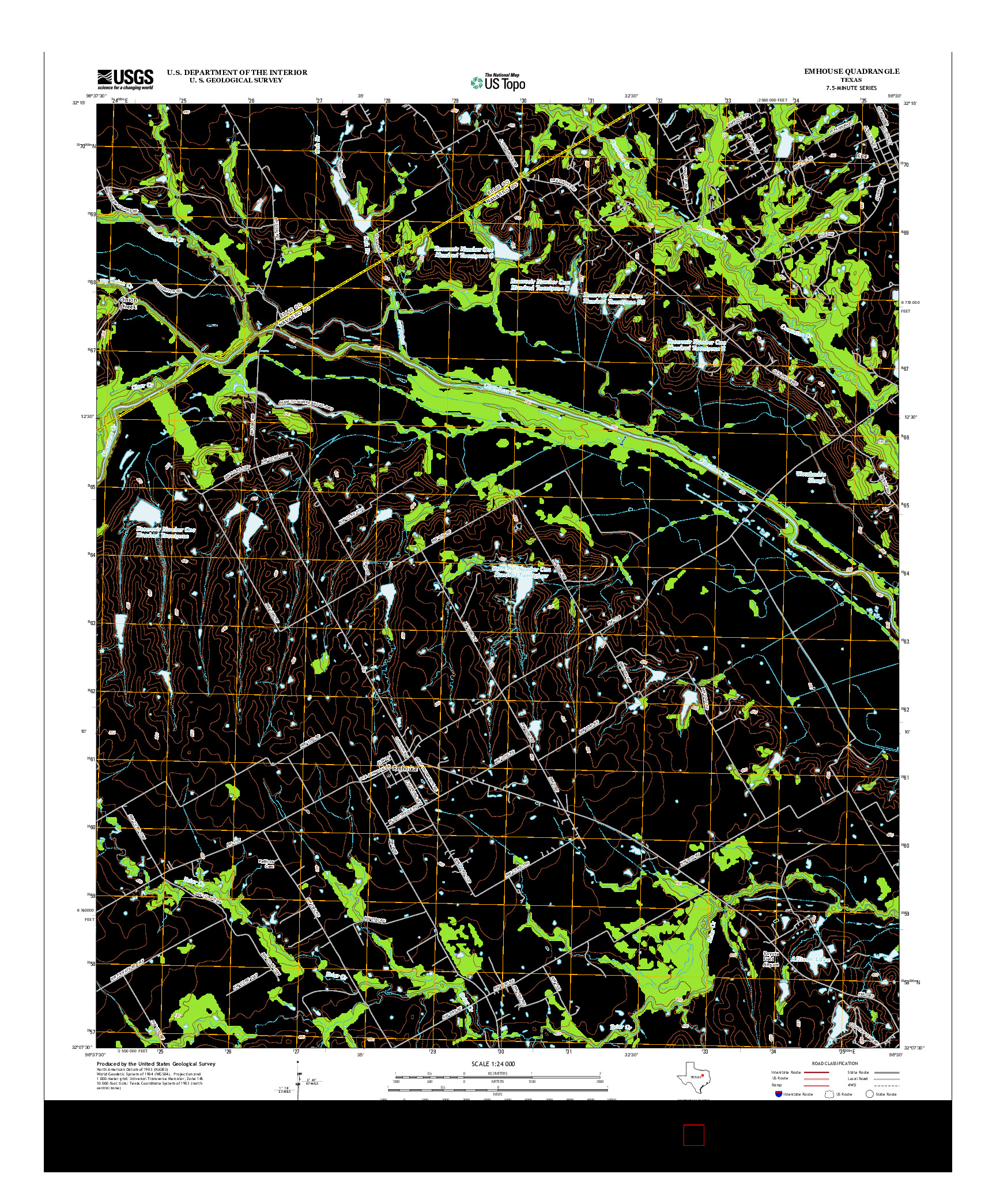 USGS US TOPO 7.5-MINUTE MAP FOR EMHOUSE, TX 2012