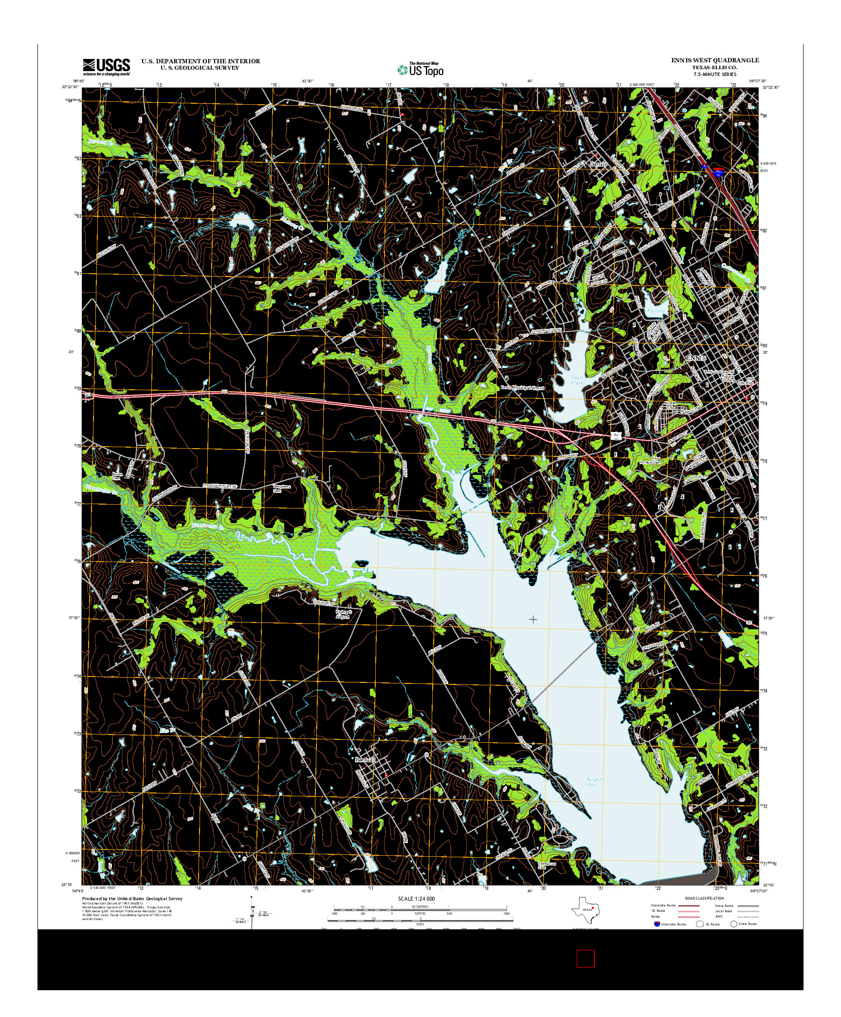 USGS US TOPO 7.5-MINUTE MAP FOR ENNIS WEST, TX 2012