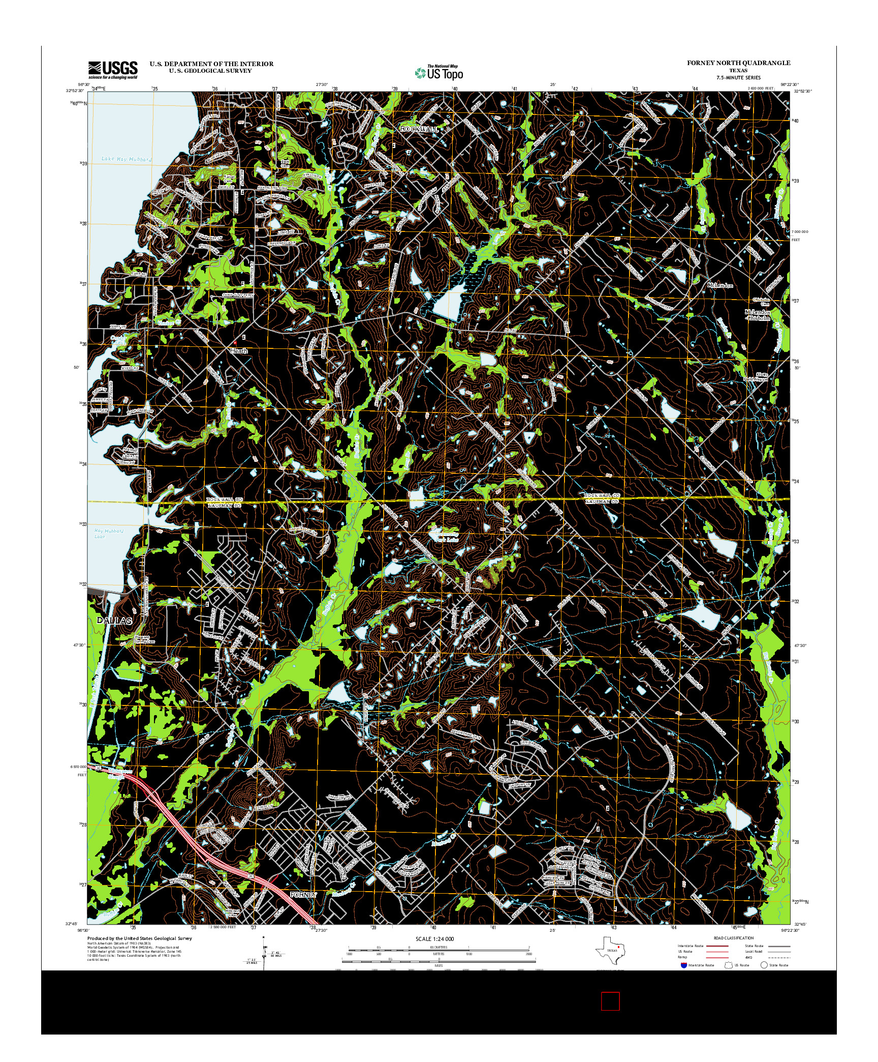 USGS US TOPO 7.5-MINUTE MAP FOR FORNEY NORTH, TX 2012