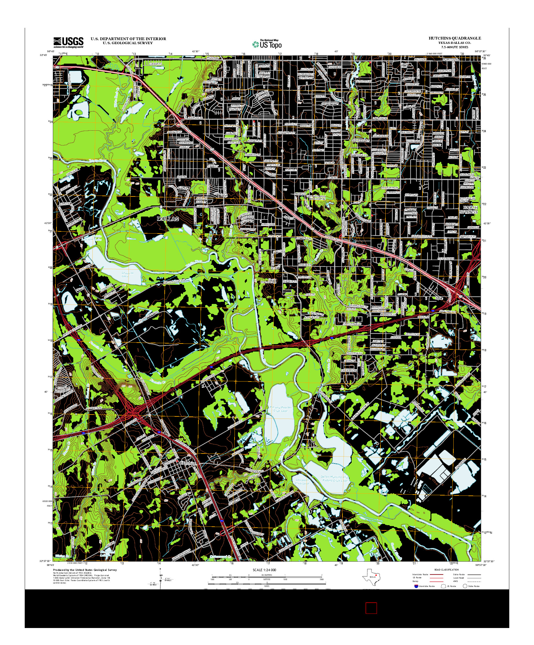 USGS US TOPO 7.5-MINUTE MAP FOR HUTCHINS, TX 2012