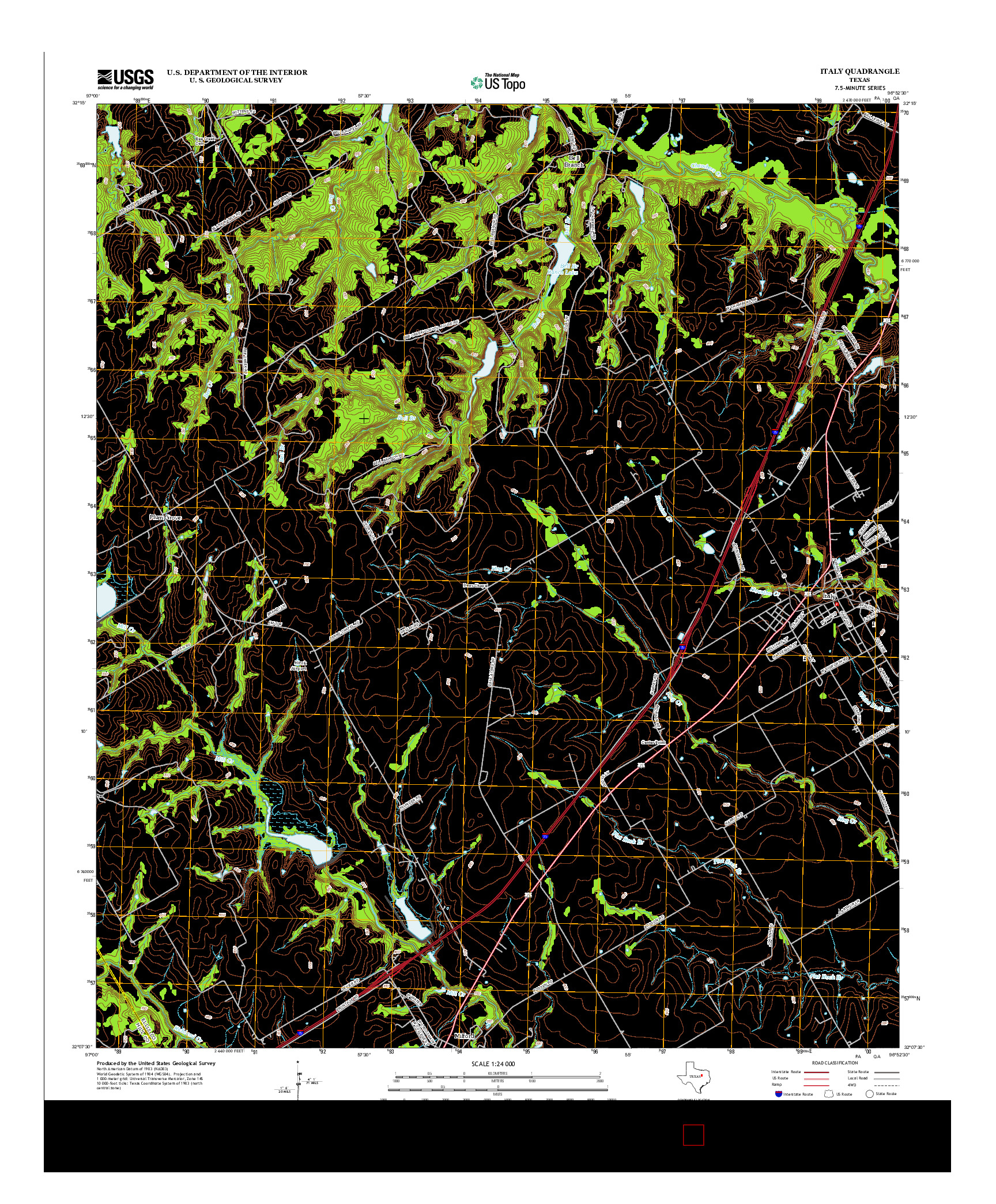 USGS US TOPO 7.5-MINUTE MAP FOR ITALY, TX 2012