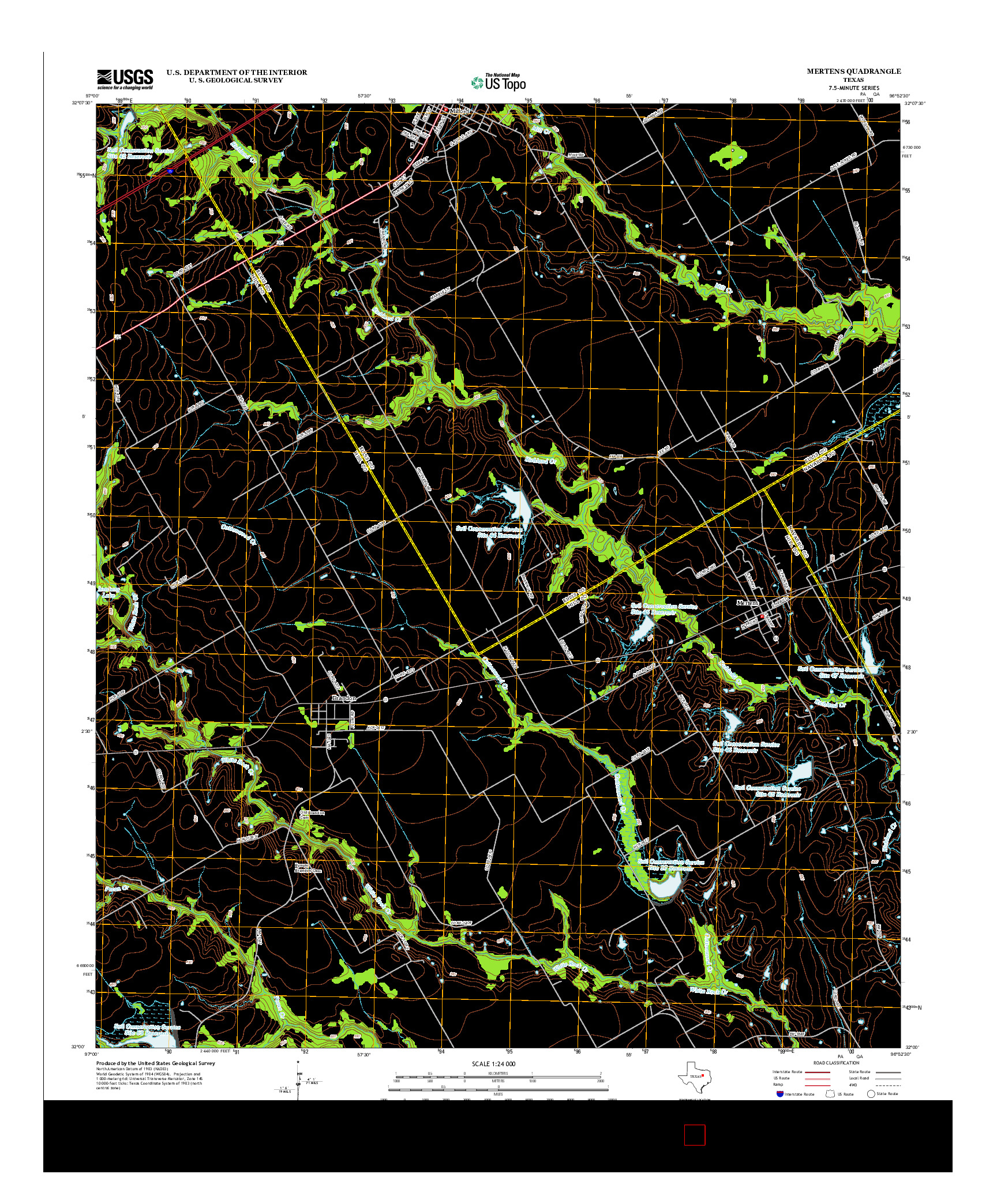 USGS US TOPO 7.5-MINUTE MAP FOR MERTENS, TX 2012