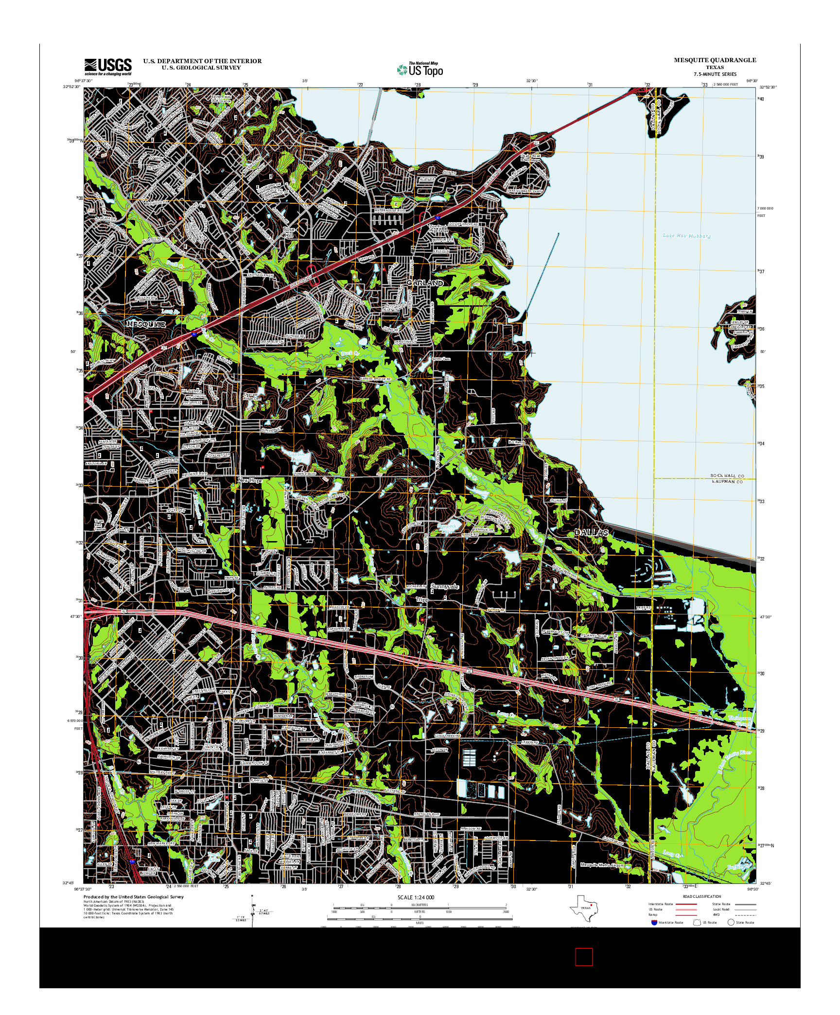 USGS US TOPO 7.5-MINUTE MAP FOR MESQUITE, TX 2012