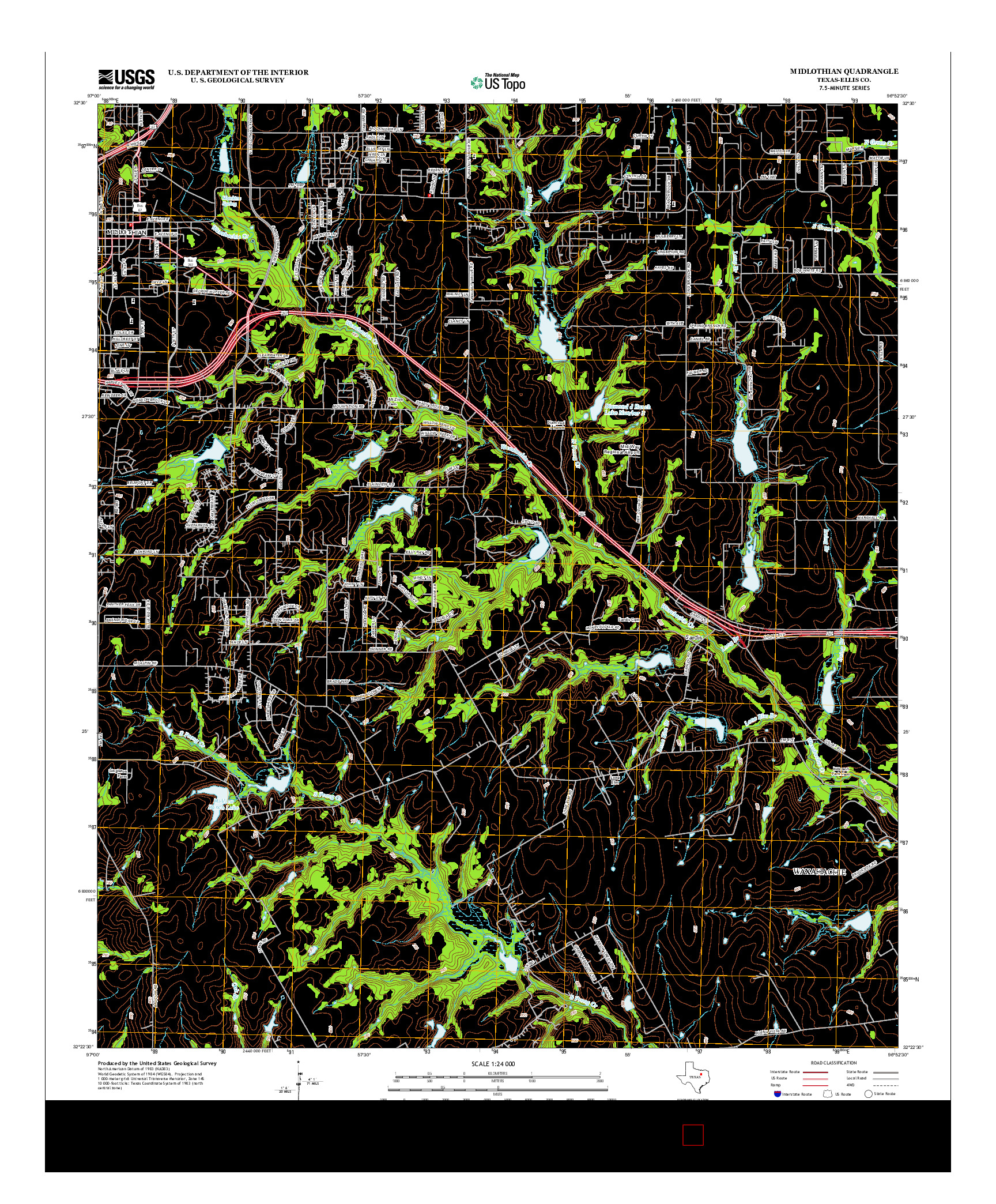 USGS US TOPO 7.5-MINUTE MAP FOR MIDLOTHIAN, TX 2012