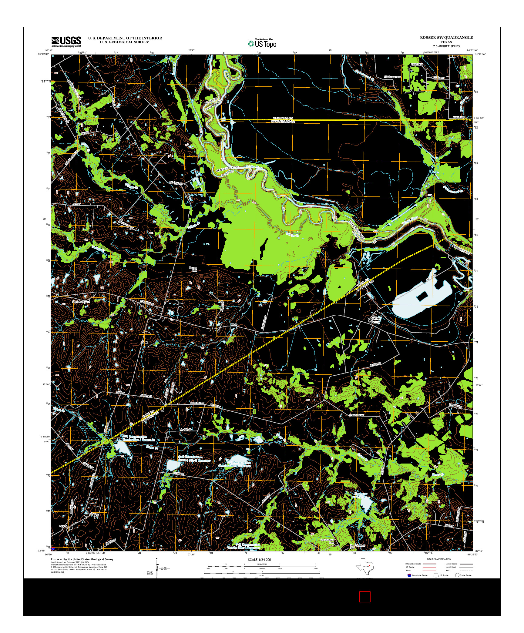 USGS US TOPO 7.5-MINUTE MAP FOR ROSSER SW, TX 2012