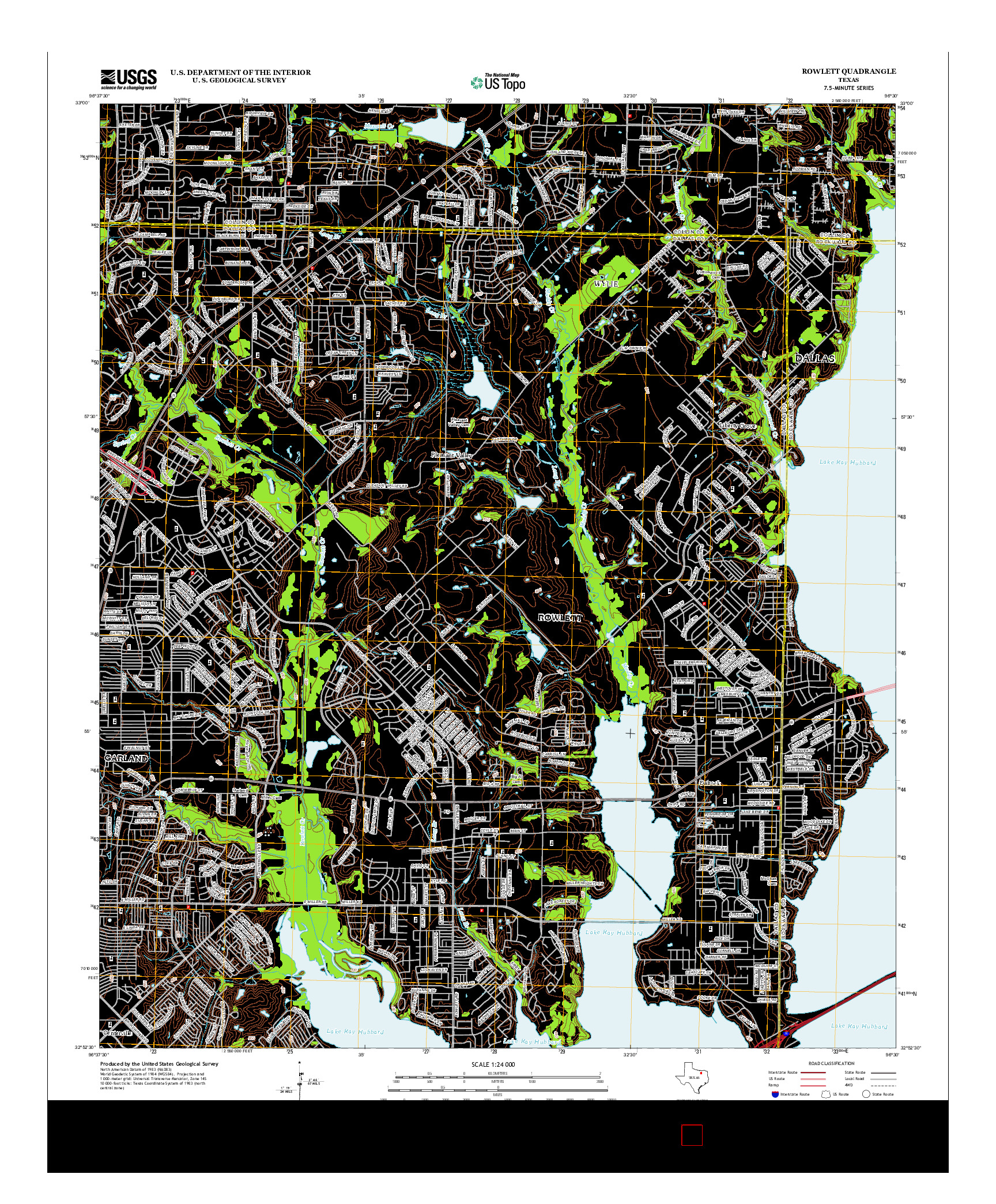USGS US TOPO 7.5-MINUTE MAP FOR ROWLETT, TX 2012