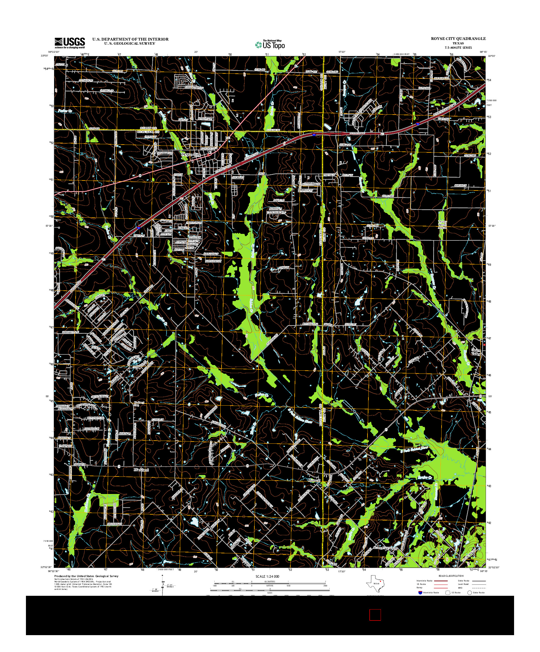 USGS US TOPO 7.5-MINUTE MAP FOR ROYSE CITY, TX 2012