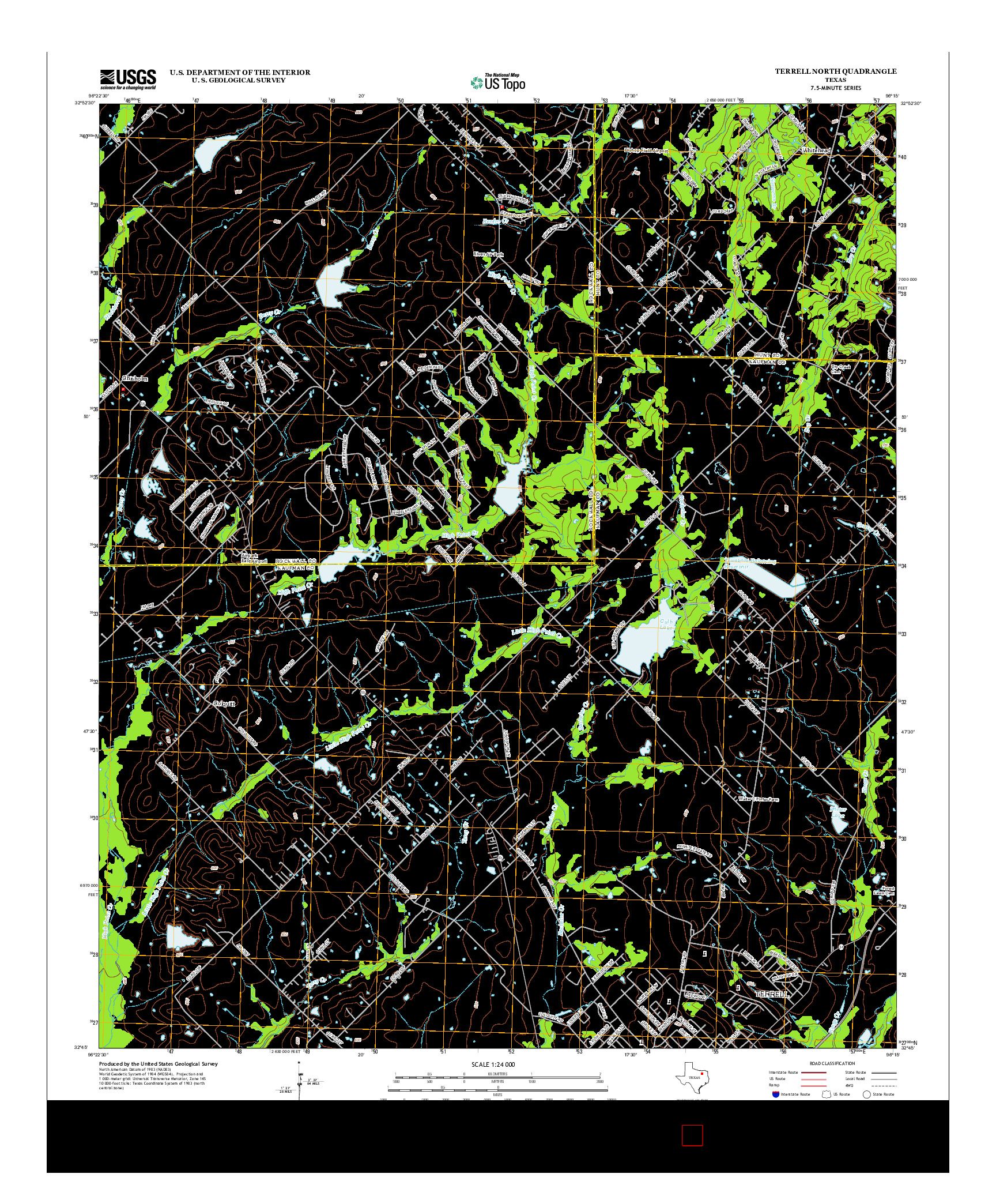 USGS US TOPO 7.5-MINUTE MAP FOR TERRELL NORTH, TX 2012