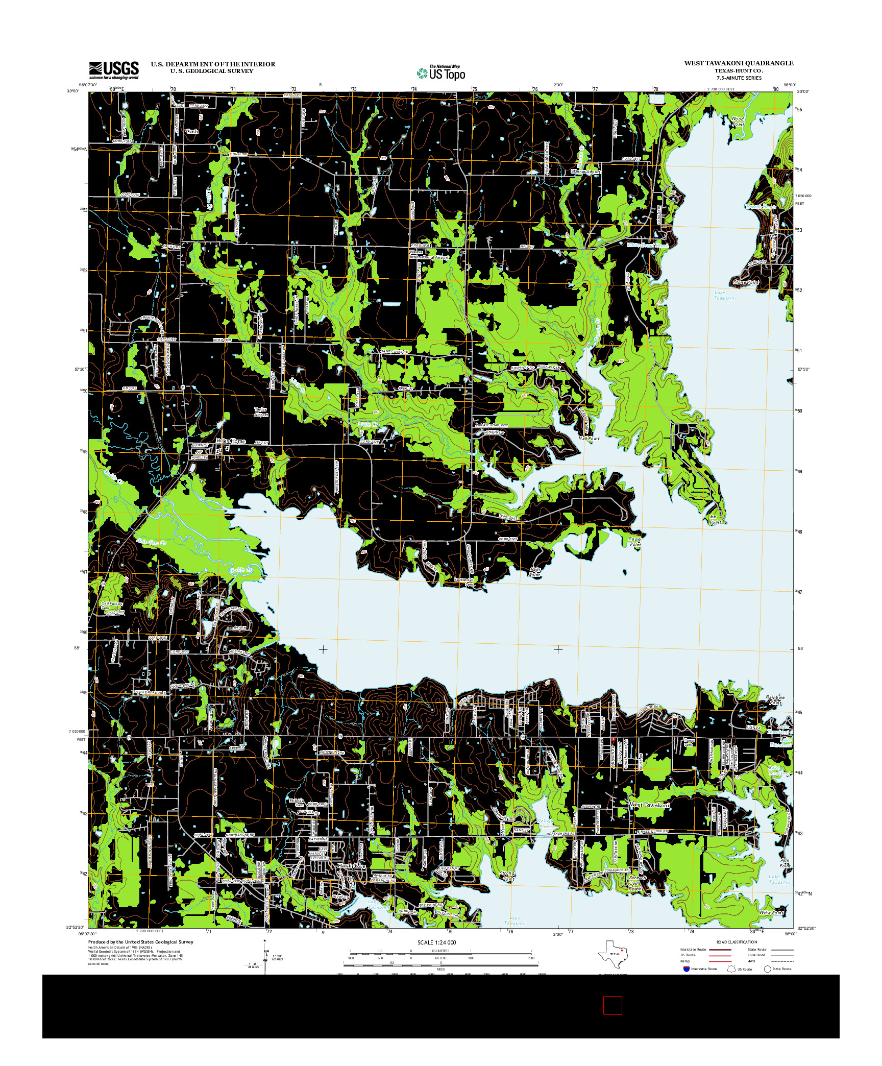 USGS US TOPO 7.5-MINUTE MAP FOR WEST TAWAKONI, TX 2012