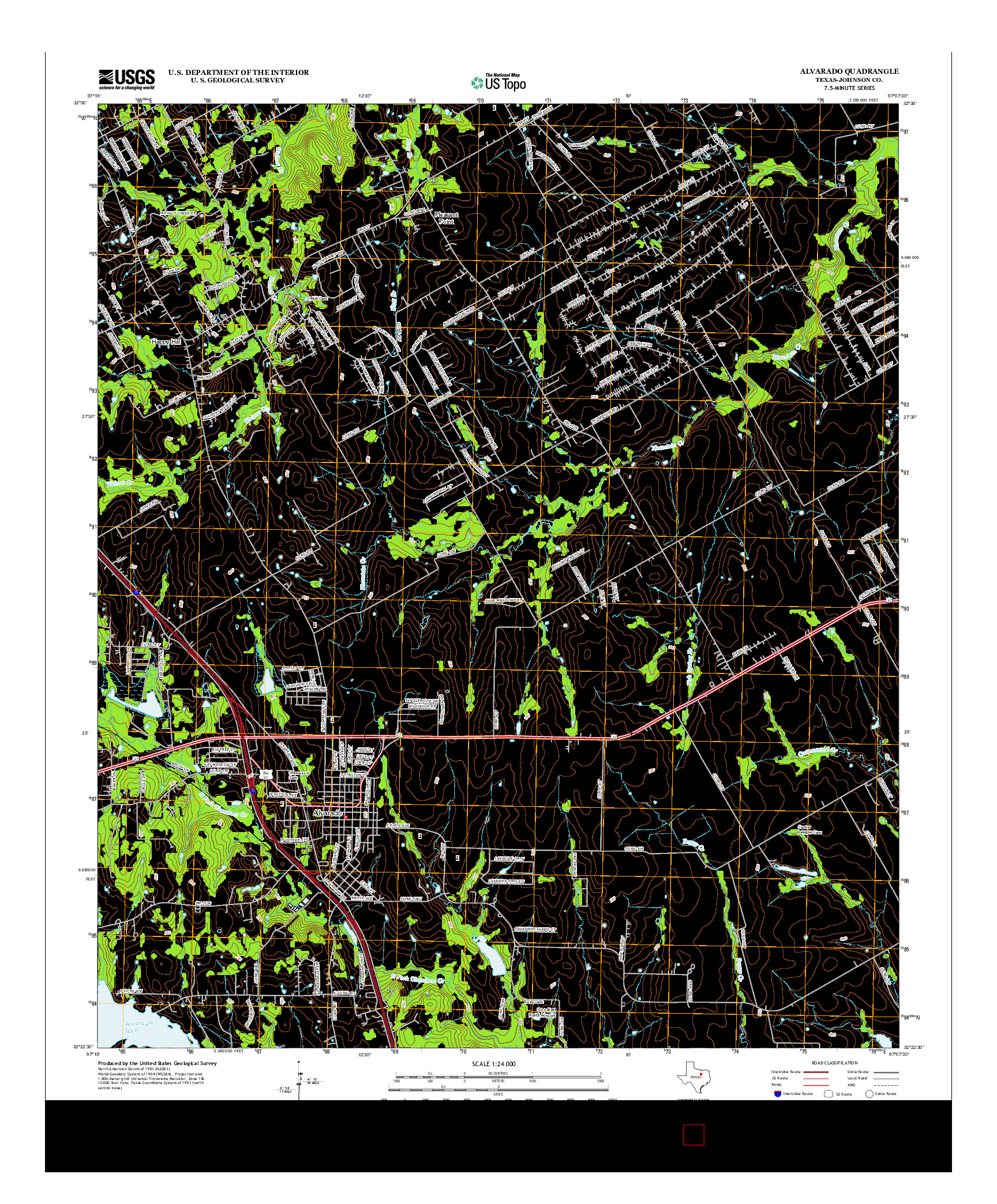 USGS US TOPO 7.5-MINUTE MAP FOR ALVARADO, TX 2012
