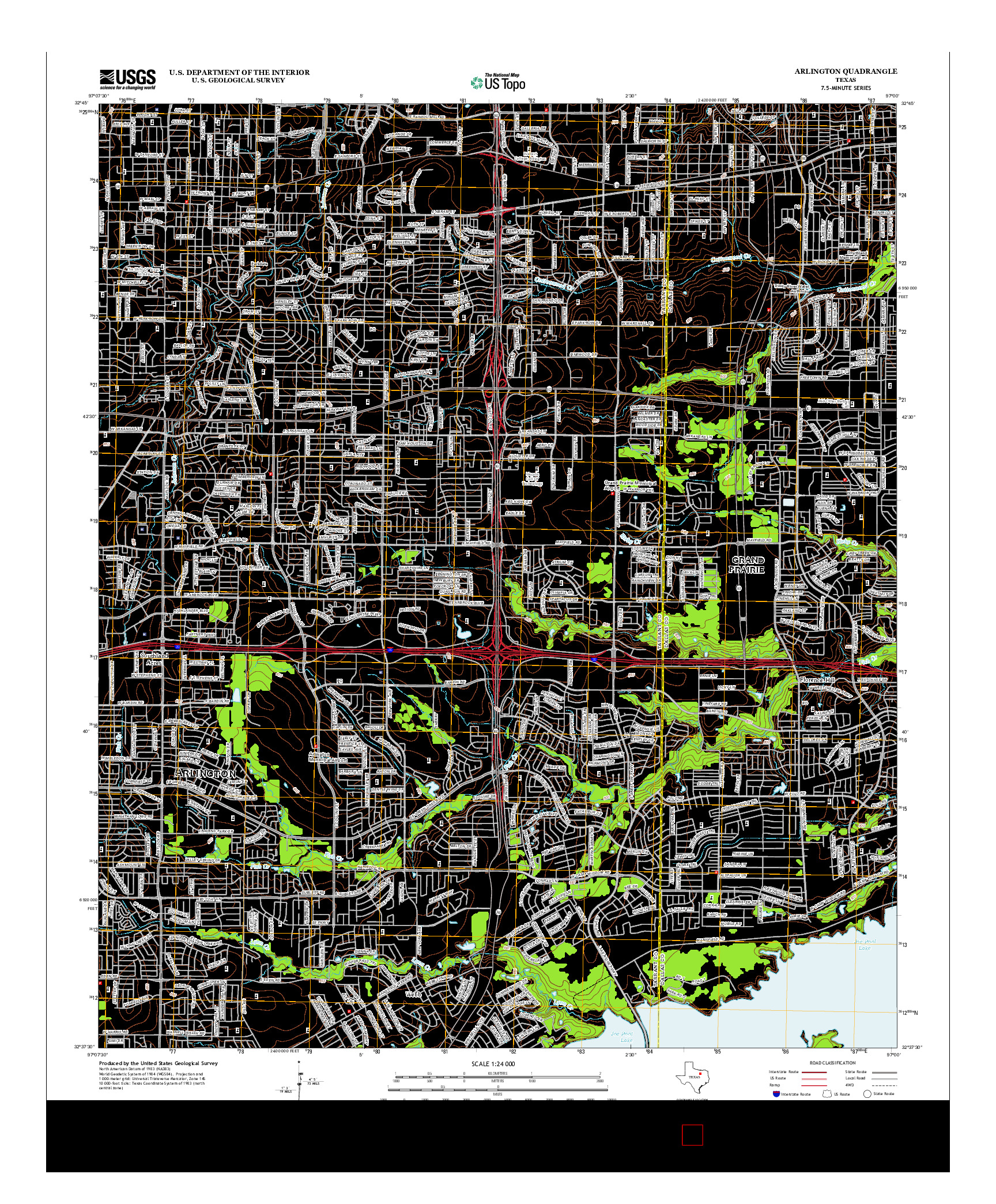 USGS US TOPO 7.5-MINUTE MAP FOR ARLINGTON, TX 2012
