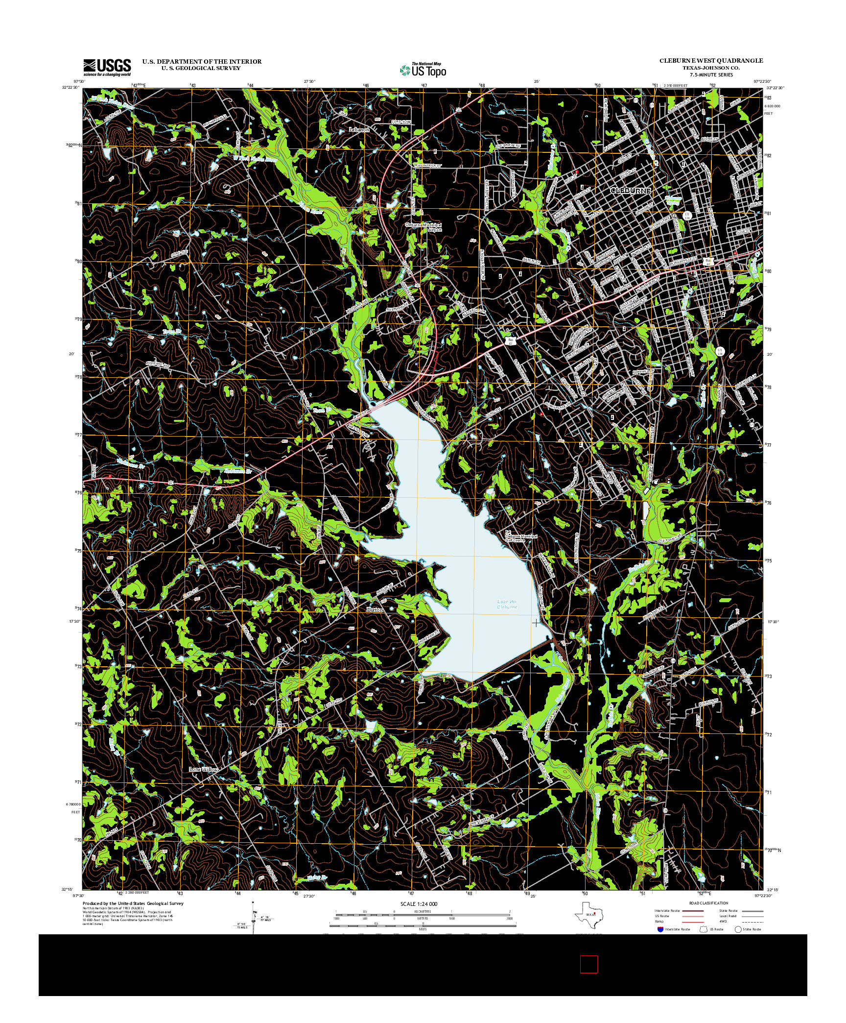 USGS US TOPO 7.5-MINUTE MAP FOR CLEBURNE WEST, TX 2012