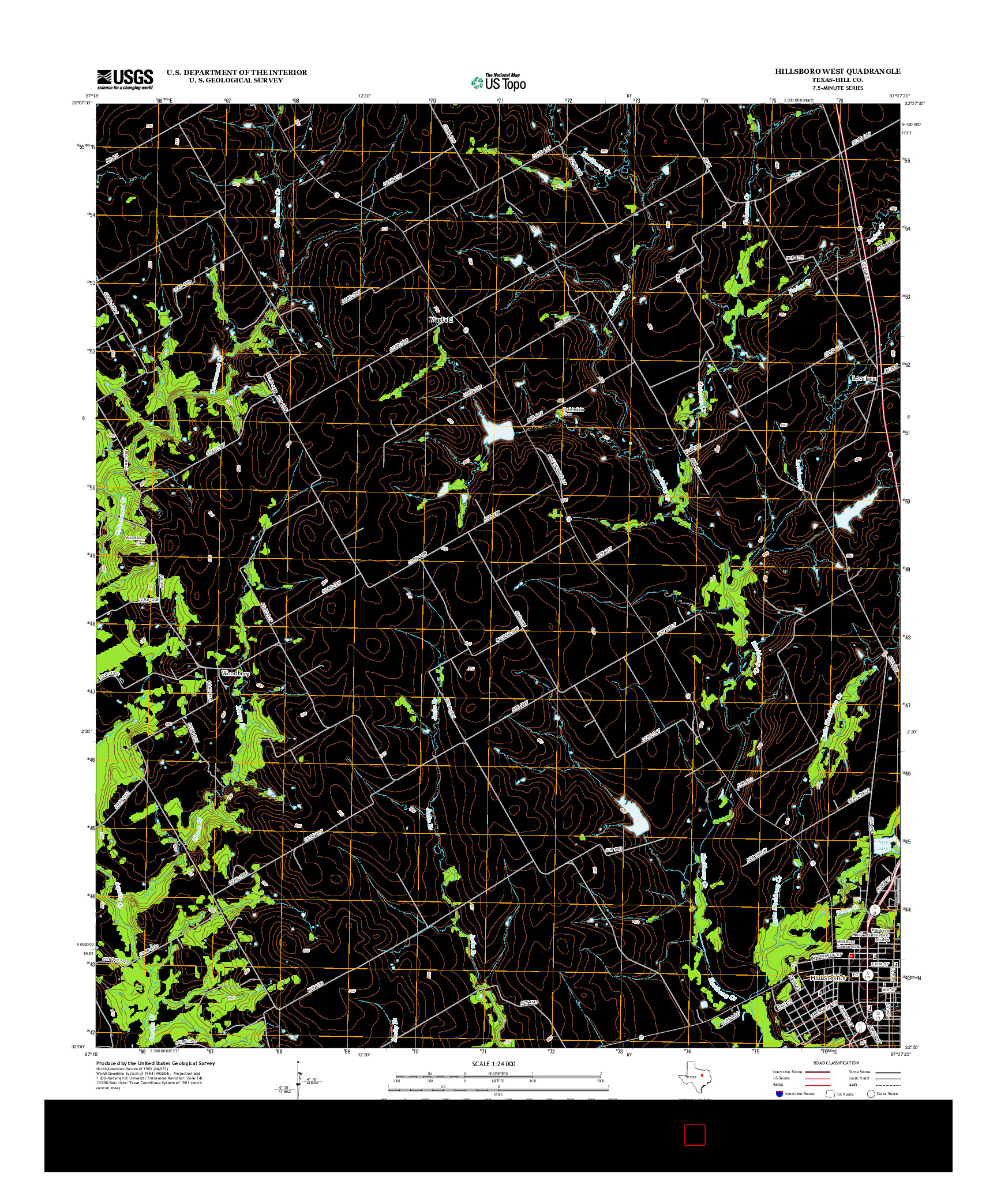 USGS US TOPO 7.5-MINUTE MAP FOR HILLSBORO WEST, TX 2012