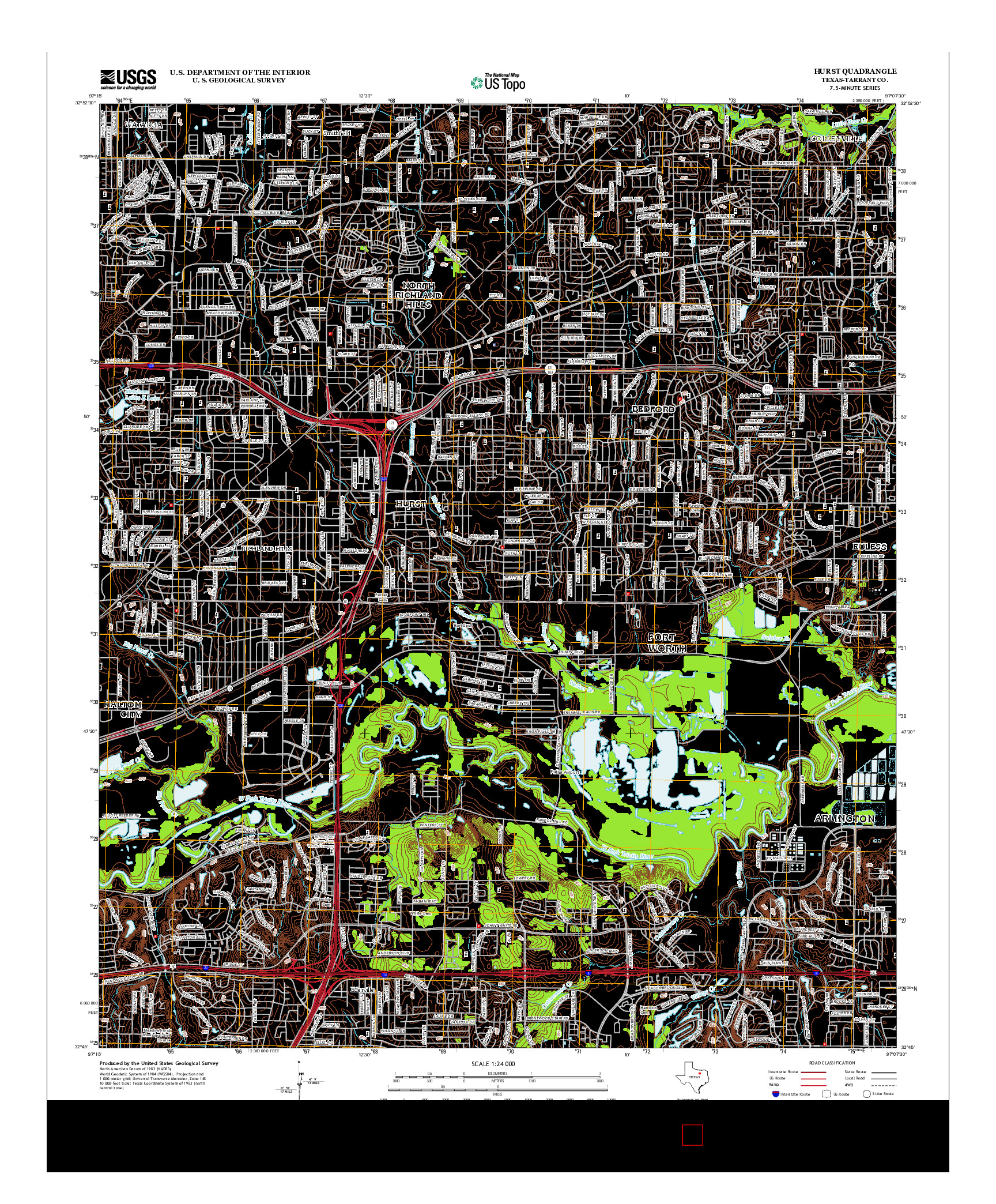 USGS US TOPO 7.5-MINUTE MAP FOR HURST, TX 2012