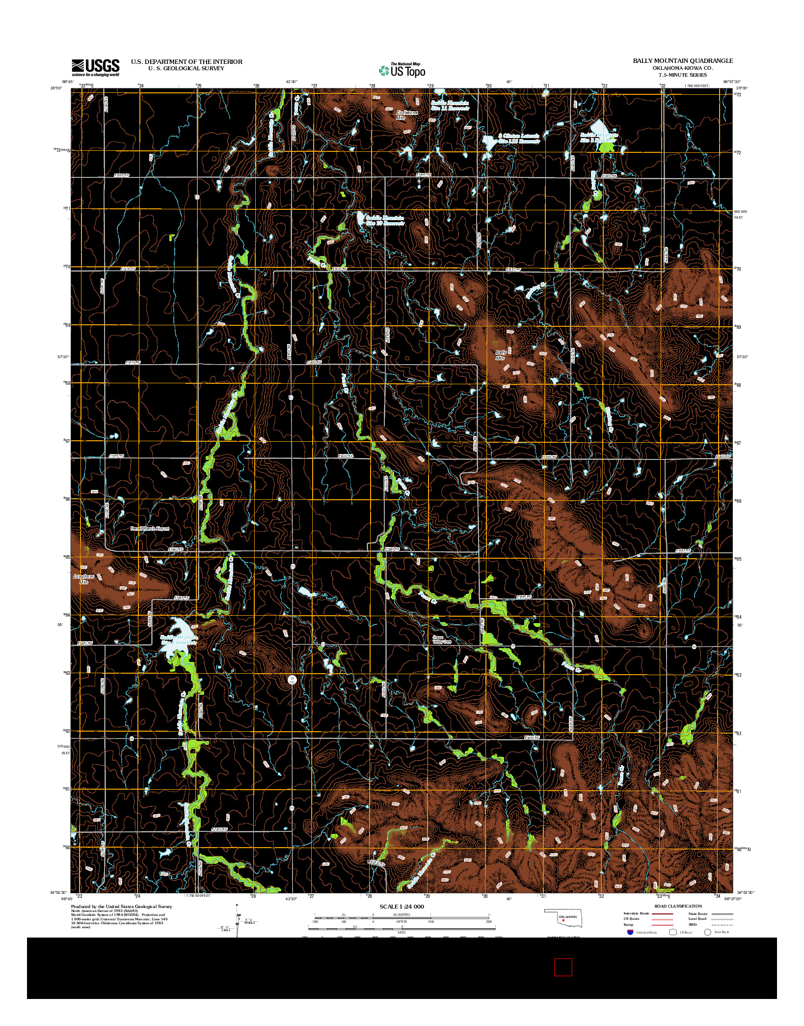 USGS US TOPO 7.5-MINUTE MAP FOR BALLY MOUNTAIN, OK 2012