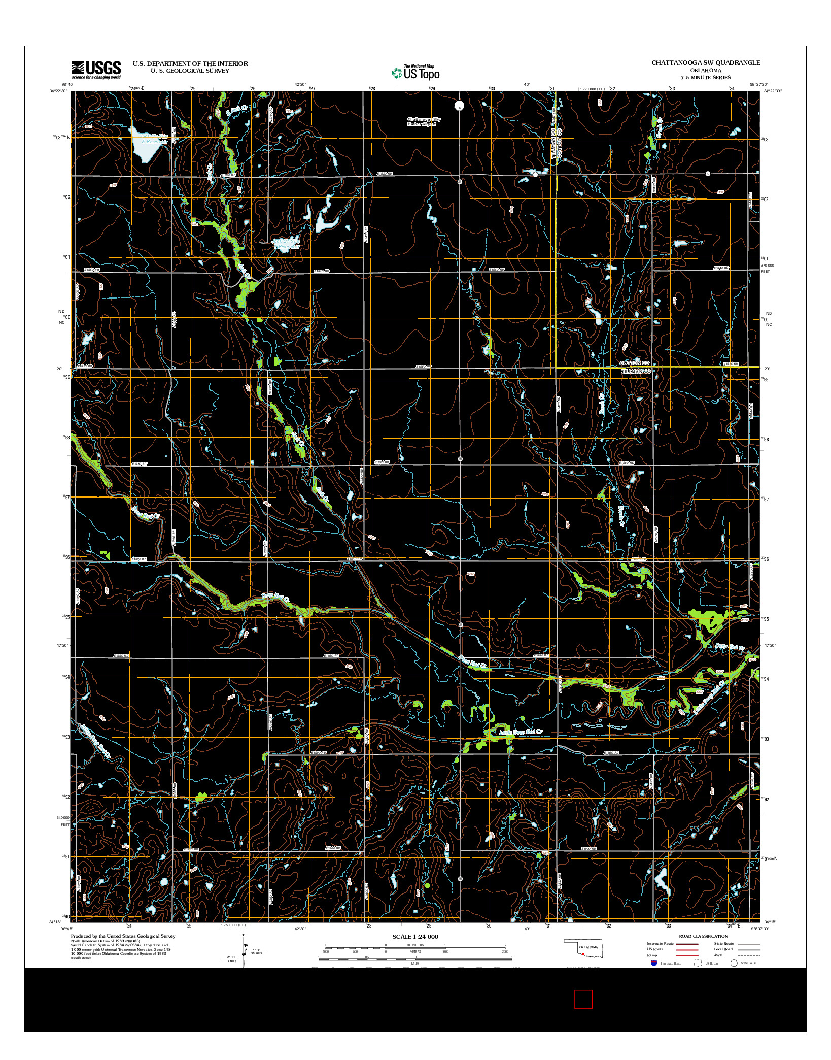 USGS US TOPO 7.5-MINUTE MAP FOR CHATTANOOGA SW, OK 2012