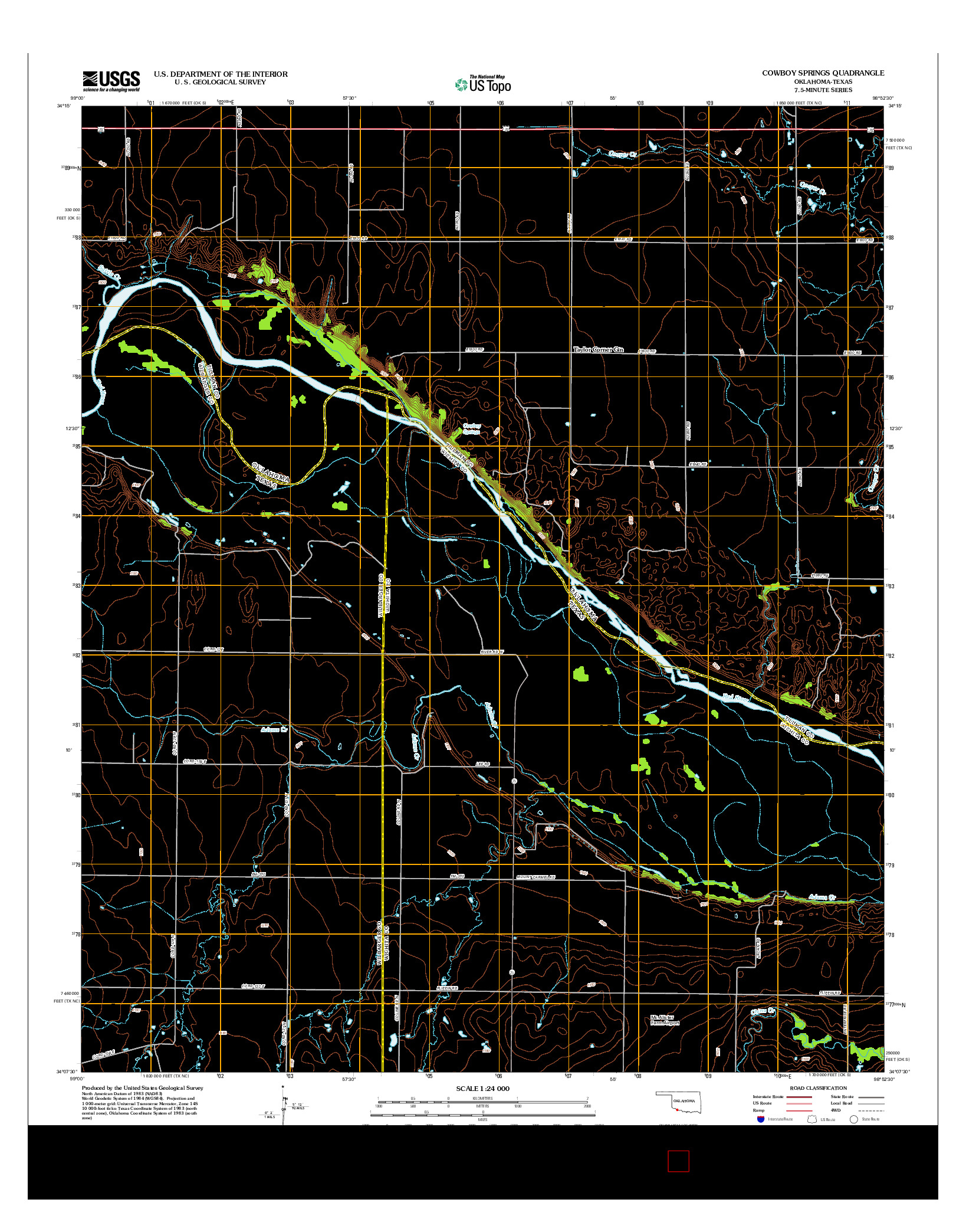 USGS US TOPO 7.5-MINUTE MAP FOR COWBOY SPRINGS, OK-TX 2012