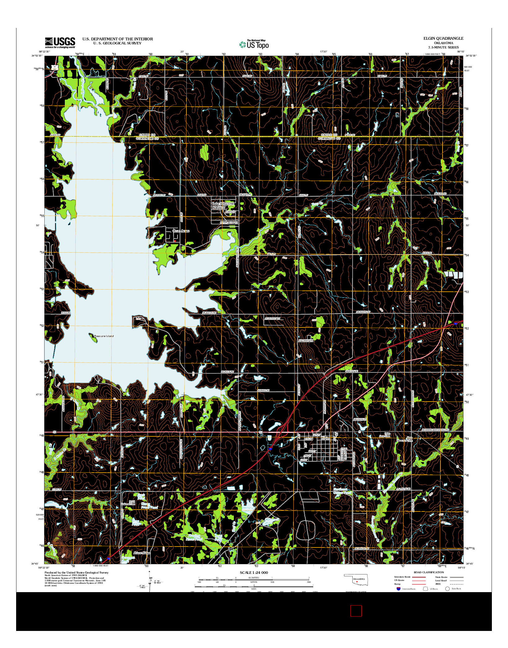 USGS US TOPO 7.5-MINUTE MAP FOR ELGIN, OK 2012