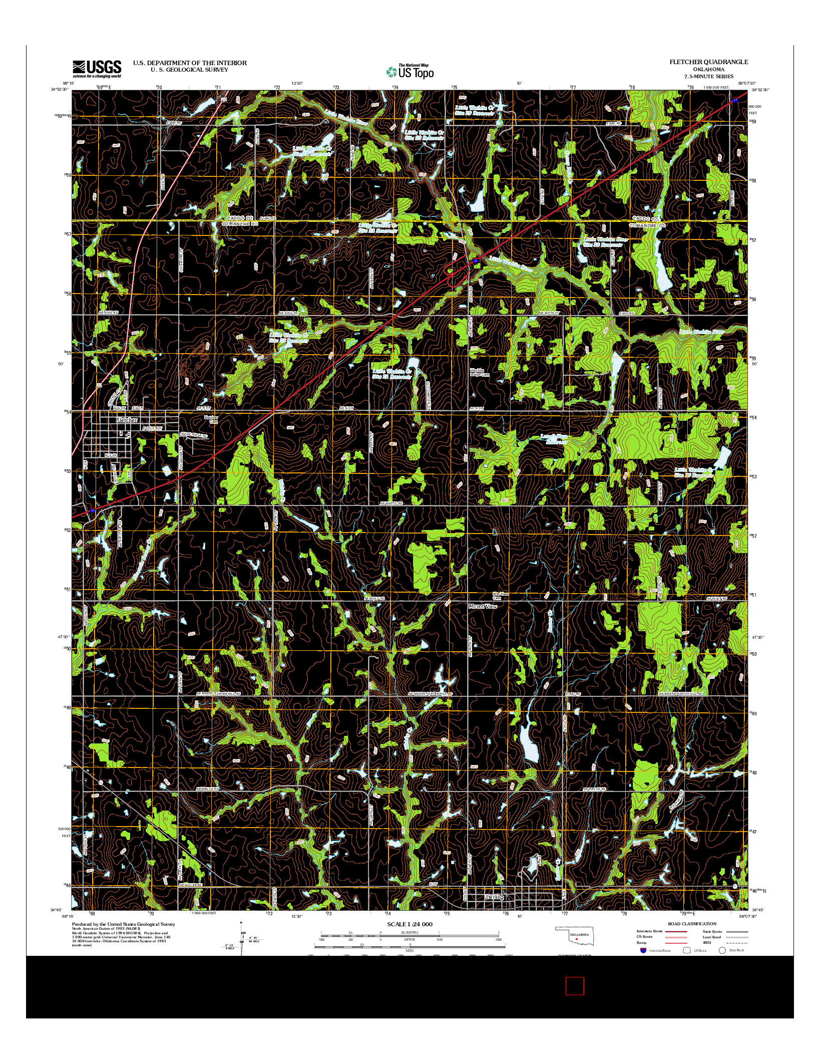 USGS US TOPO 7.5-MINUTE MAP FOR FLETCHER, OK 2012