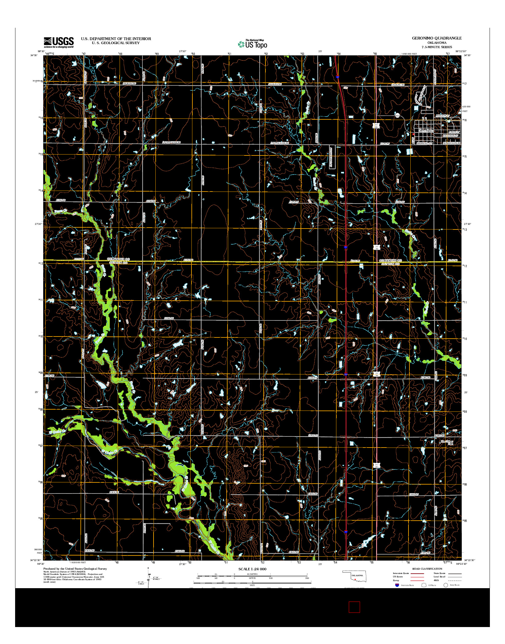 USGS US TOPO 7.5-MINUTE MAP FOR GERONIMO, OK 2012