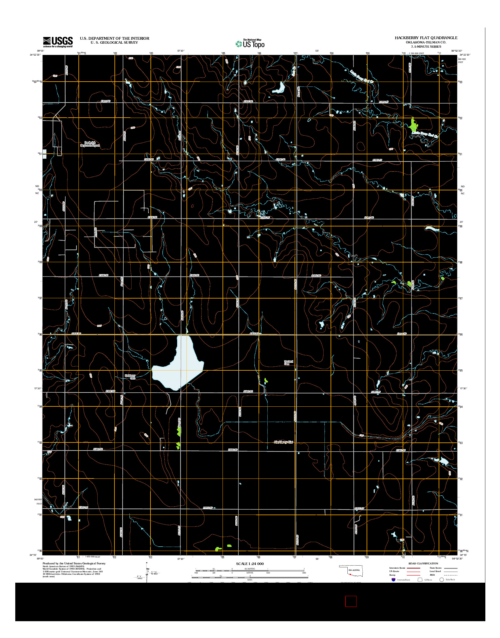 USGS US TOPO 7.5-MINUTE MAP FOR HACKBERRY FLAT, OK 2012