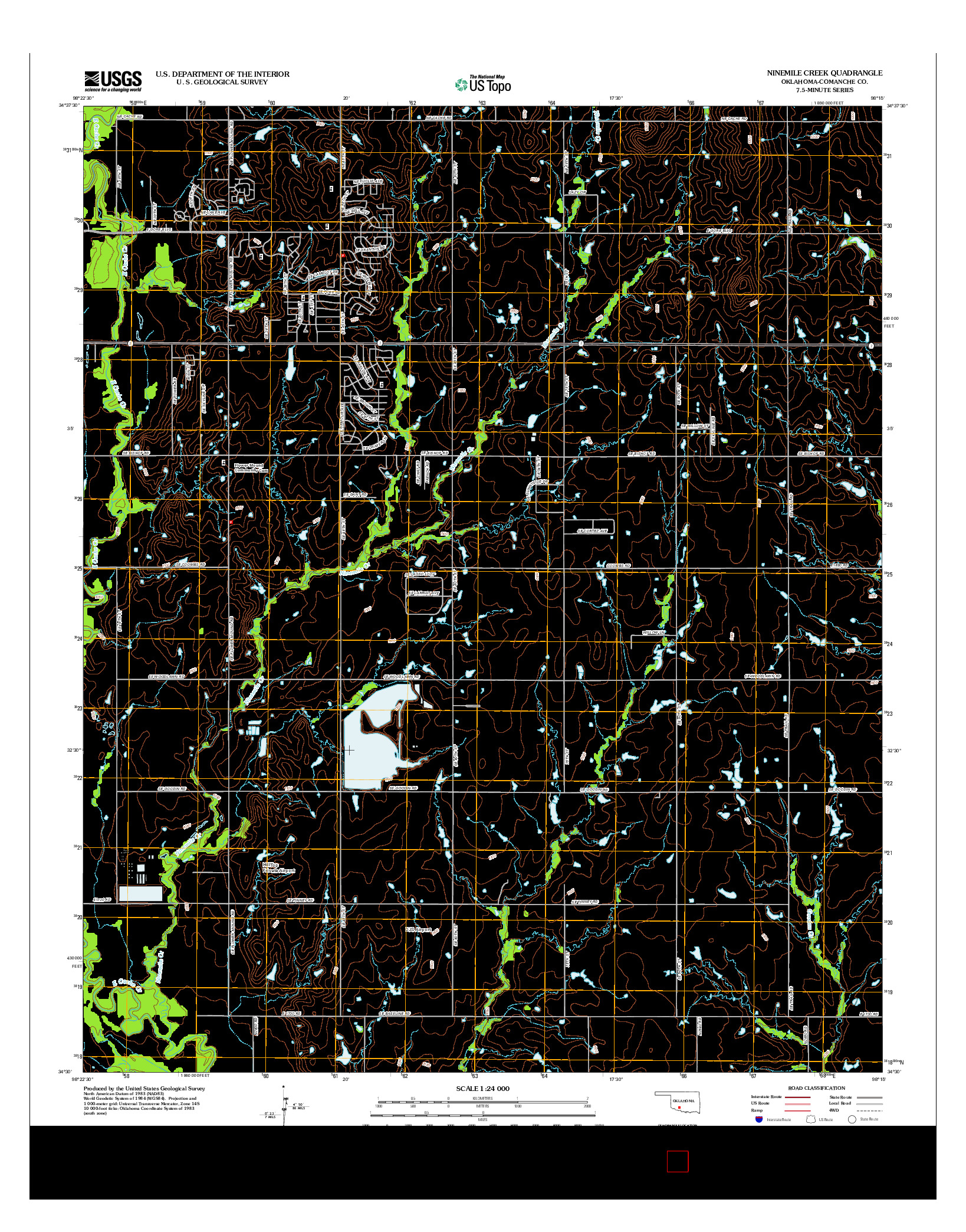 USGS US TOPO 7.5-MINUTE MAP FOR NINEMILE CREEK, OK 2012