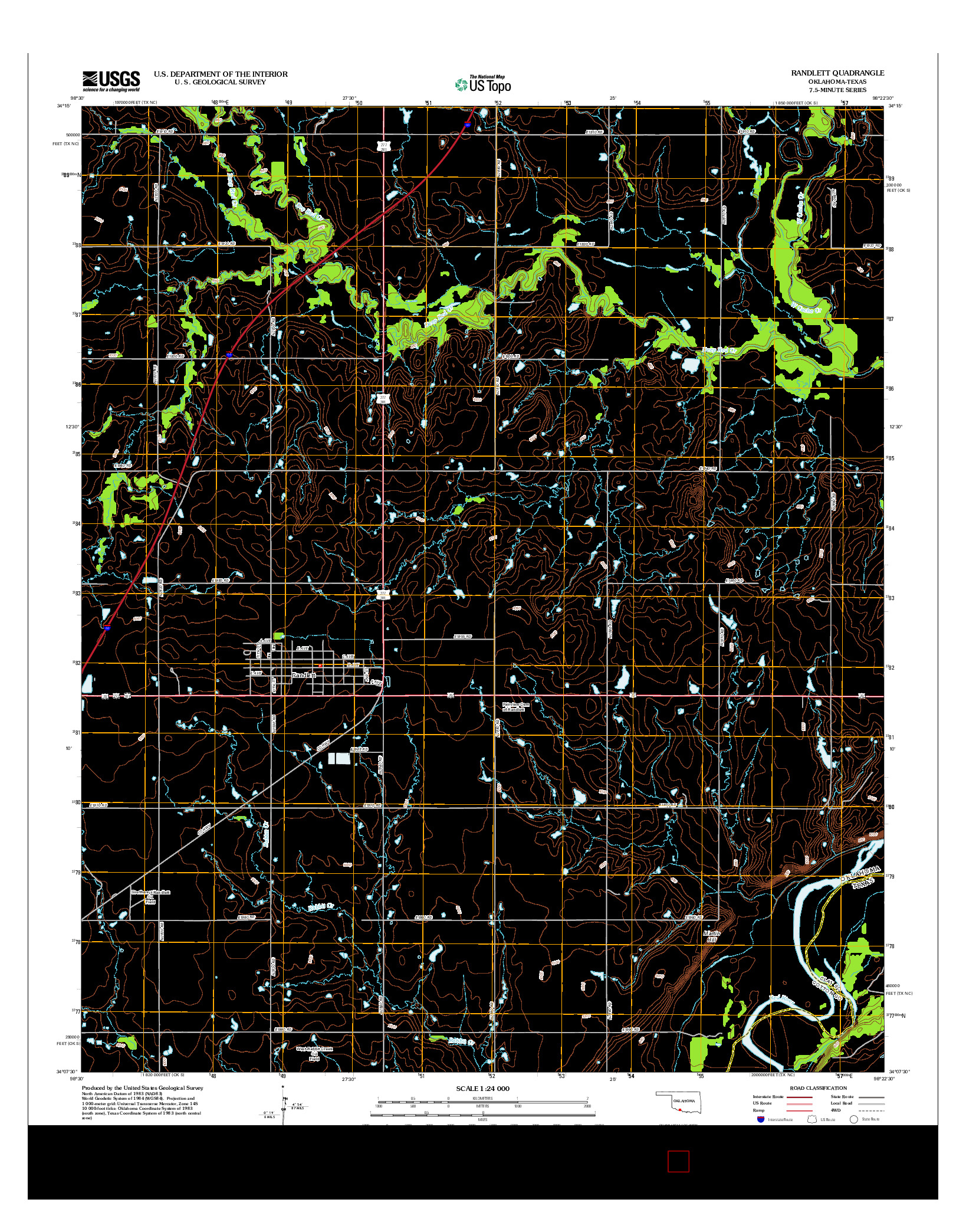USGS US TOPO 7.5-MINUTE MAP FOR RANDLETT, OK-TX 2012