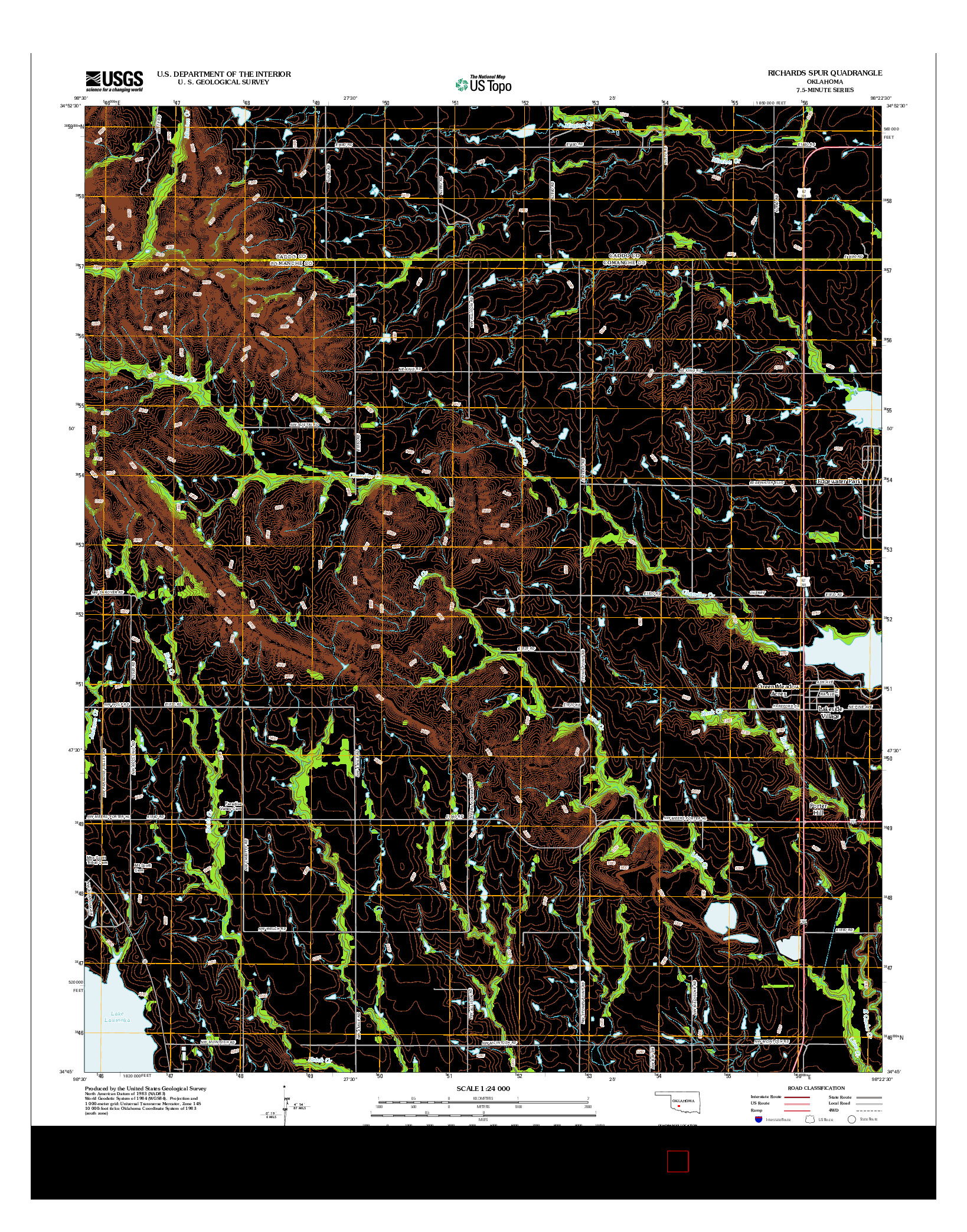 USGS US TOPO 7.5-MINUTE MAP FOR RICHARDS SPUR, OK 2012