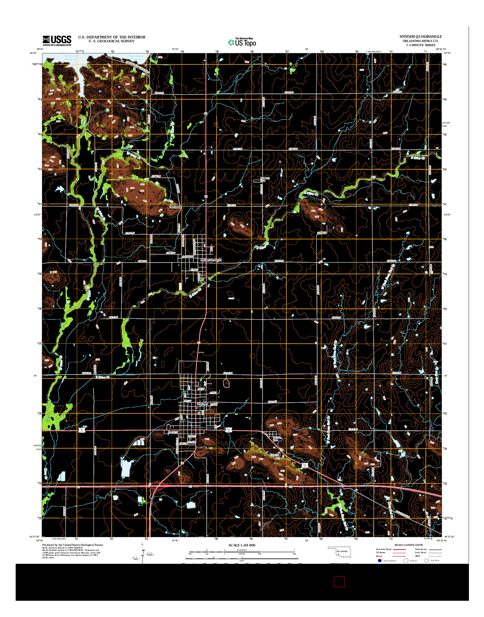 USGS US TOPO 7.5-MINUTE MAP FOR SNYDER, OK 2012