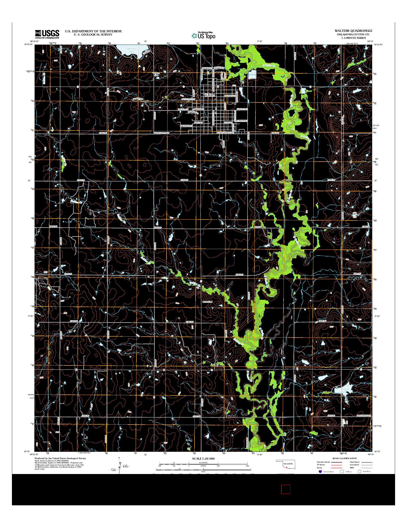 USGS US TOPO 7.5-MINUTE MAP FOR WALTERS, OK 2012
