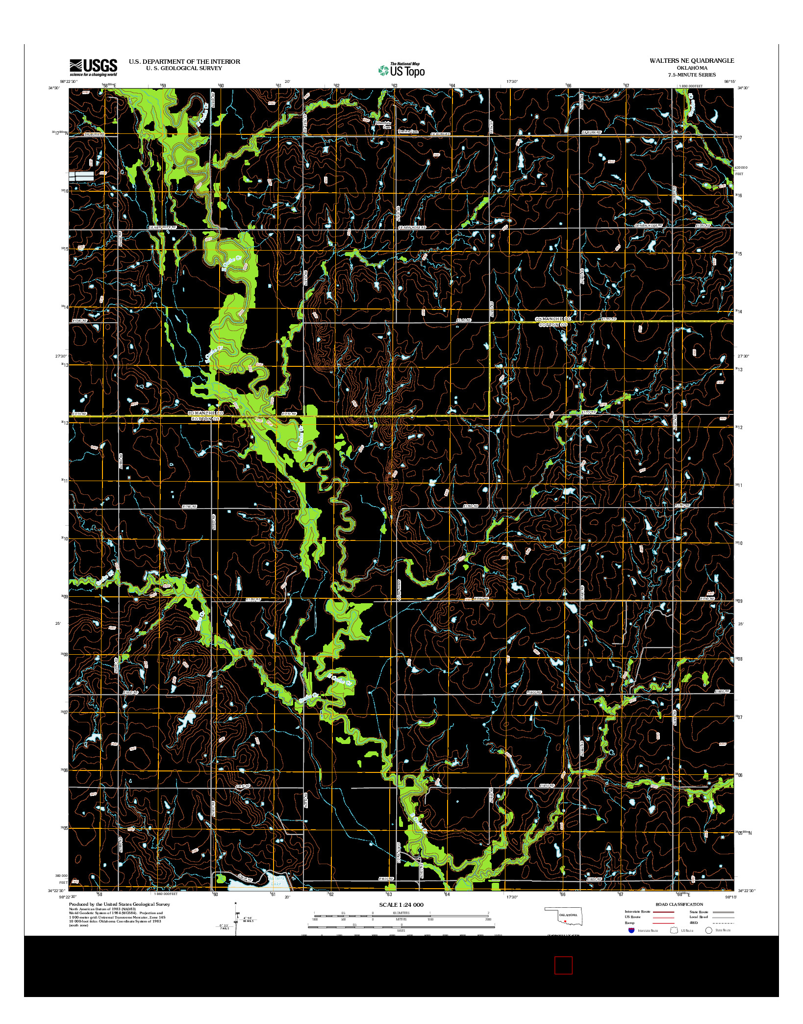 USGS US TOPO 7.5-MINUTE MAP FOR WALTERS NE, OK 2012