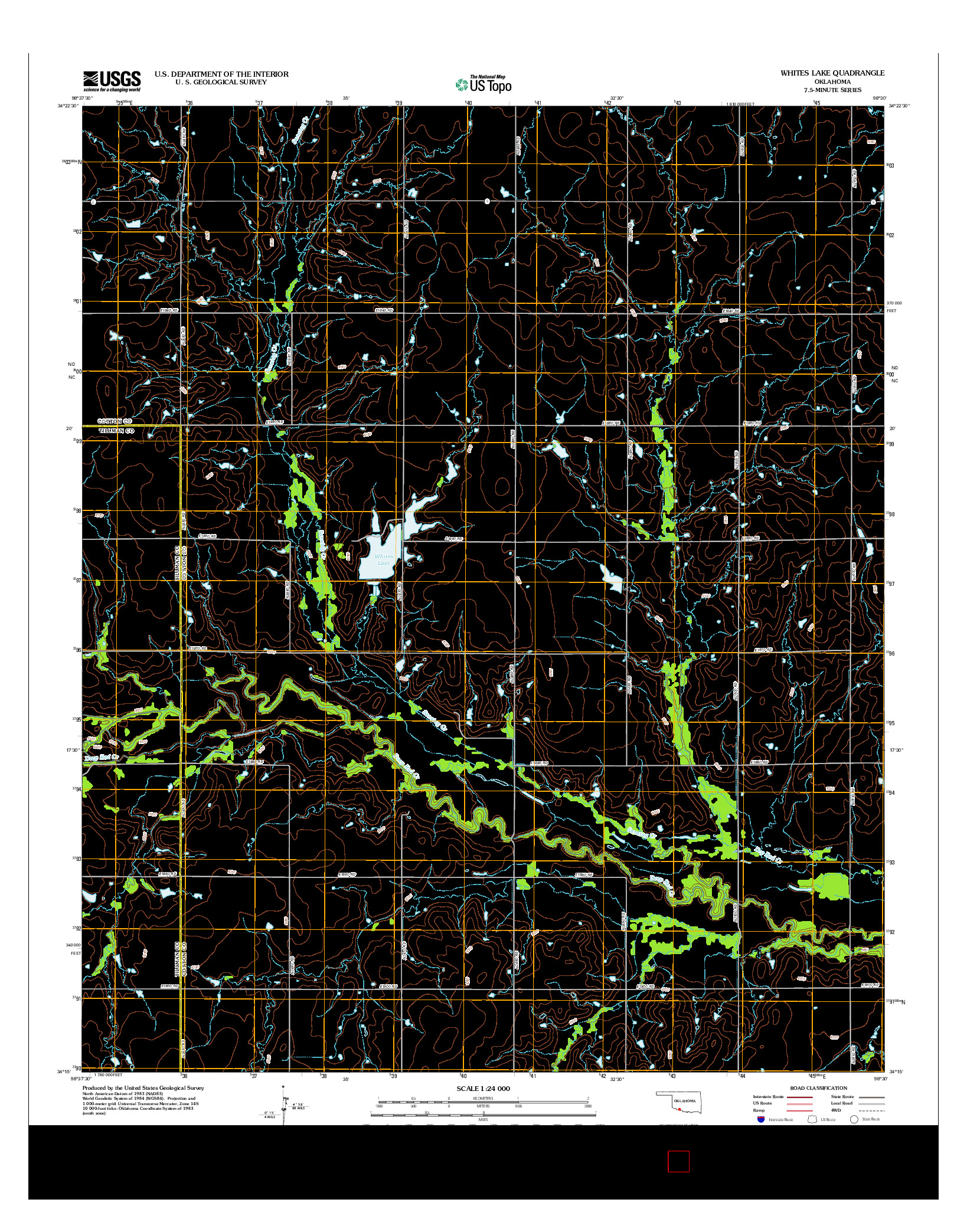 USGS US TOPO 7.5-MINUTE MAP FOR WHITES LAKE, OK 2012