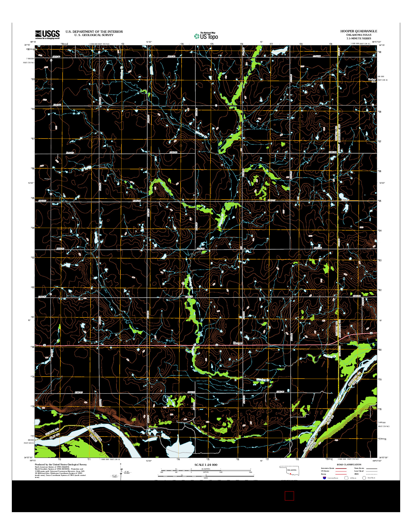 USGS US TOPO 7.5-MINUTE MAP FOR HOOPER, OK-TX 2012