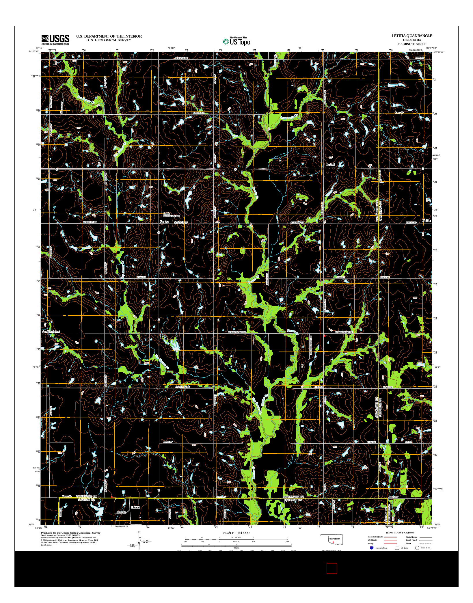 USGS US TOPO 7.5-MINUTE MAP FOR LETITIA, OK 2012