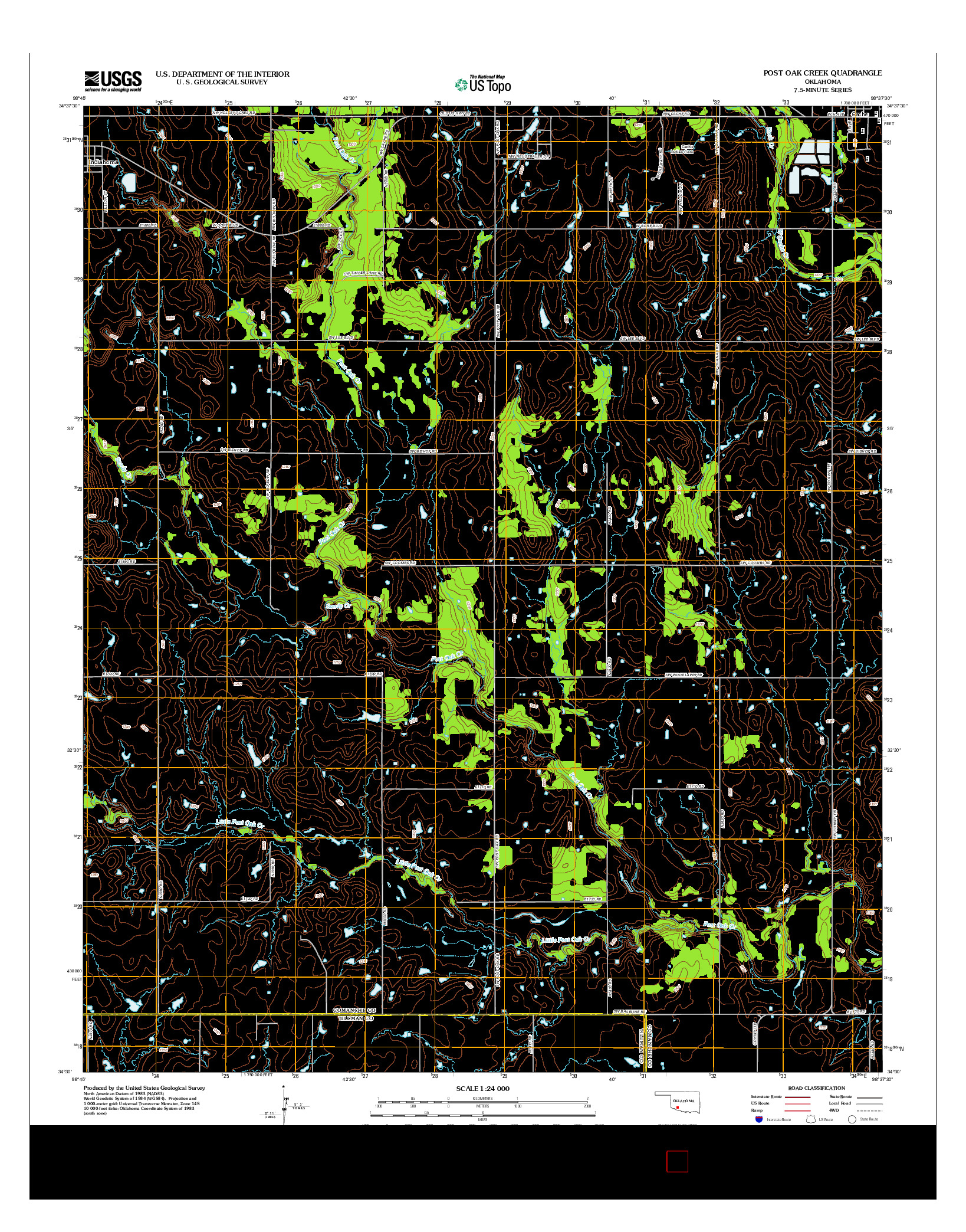 USGS US TOPO 7.5-MINUTE MAP FOR POST OAK CREEK, OK 2012