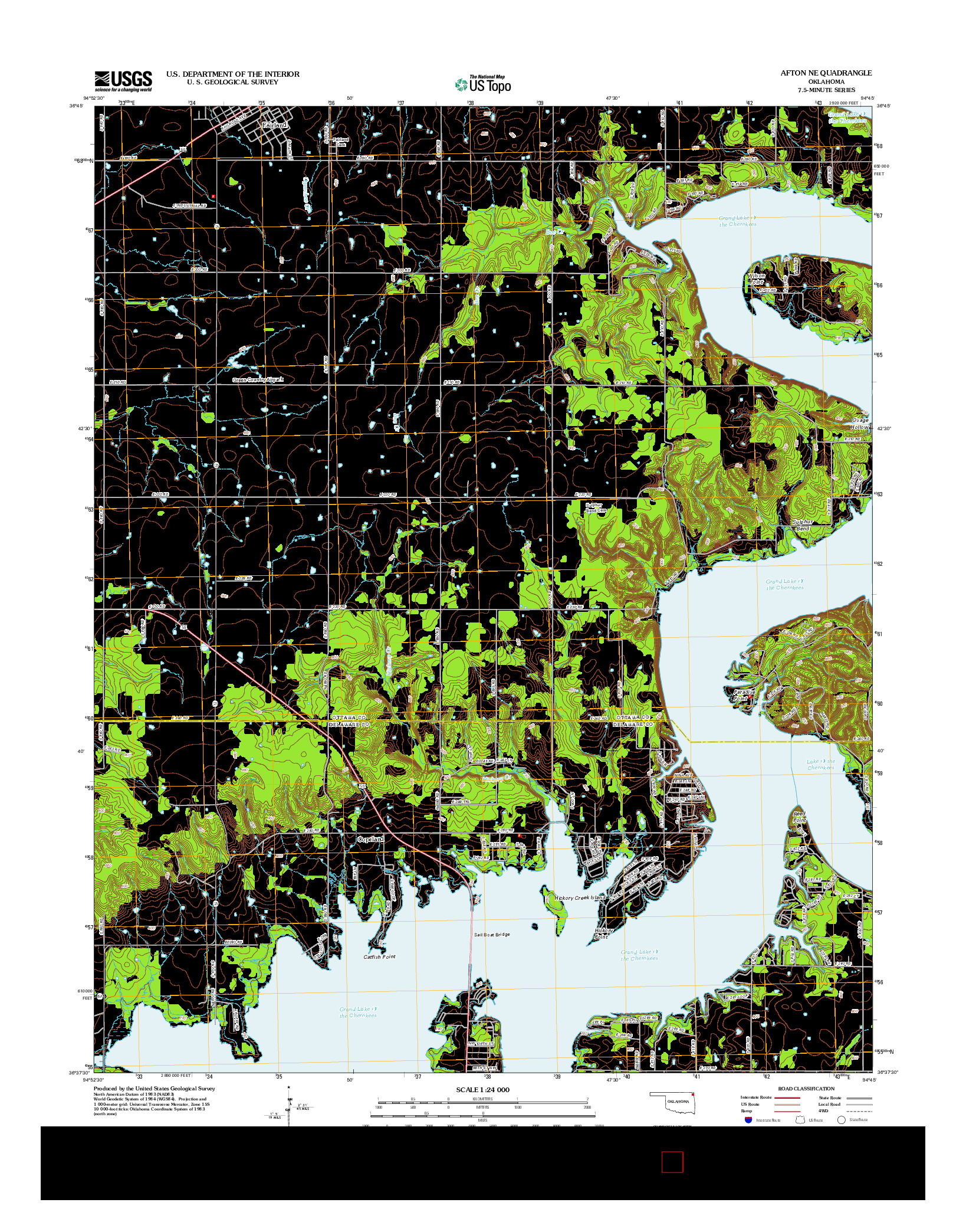 USGS US TOPO 7.5-MINUTE MAP FOR AFTON NE, OK 2012