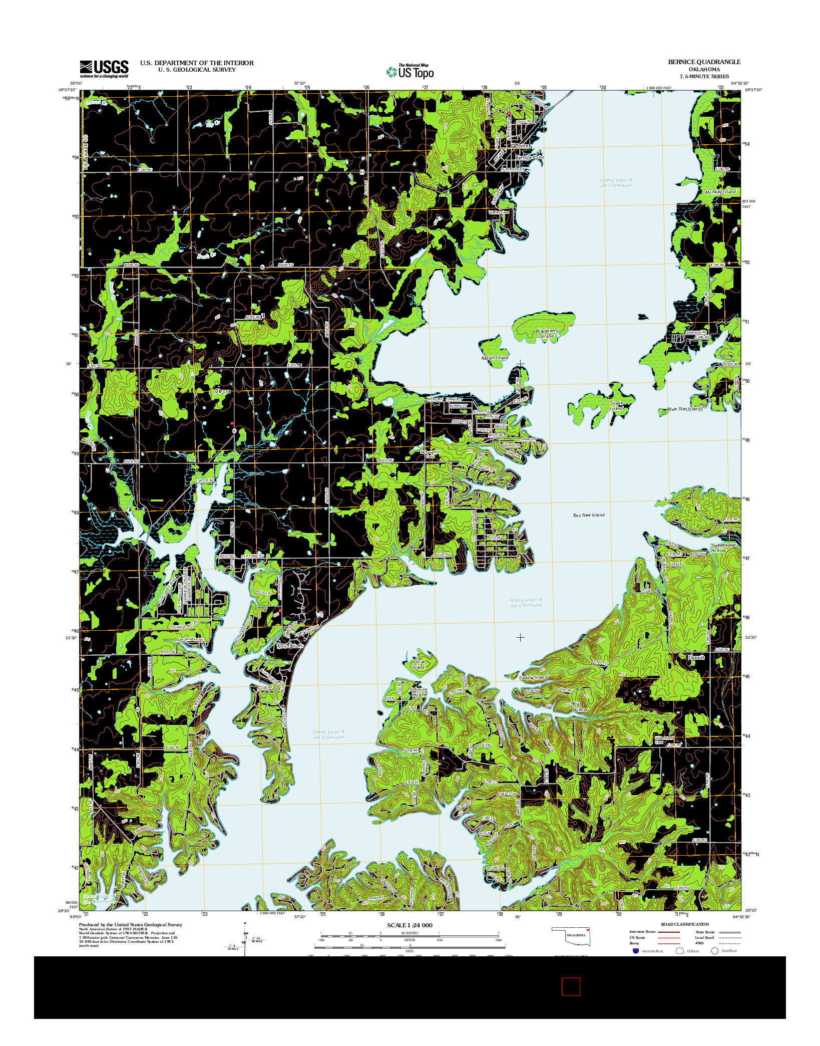 USGS US TOPO 7.5-MINUTE MAP FOR BERNICE, OK 2012