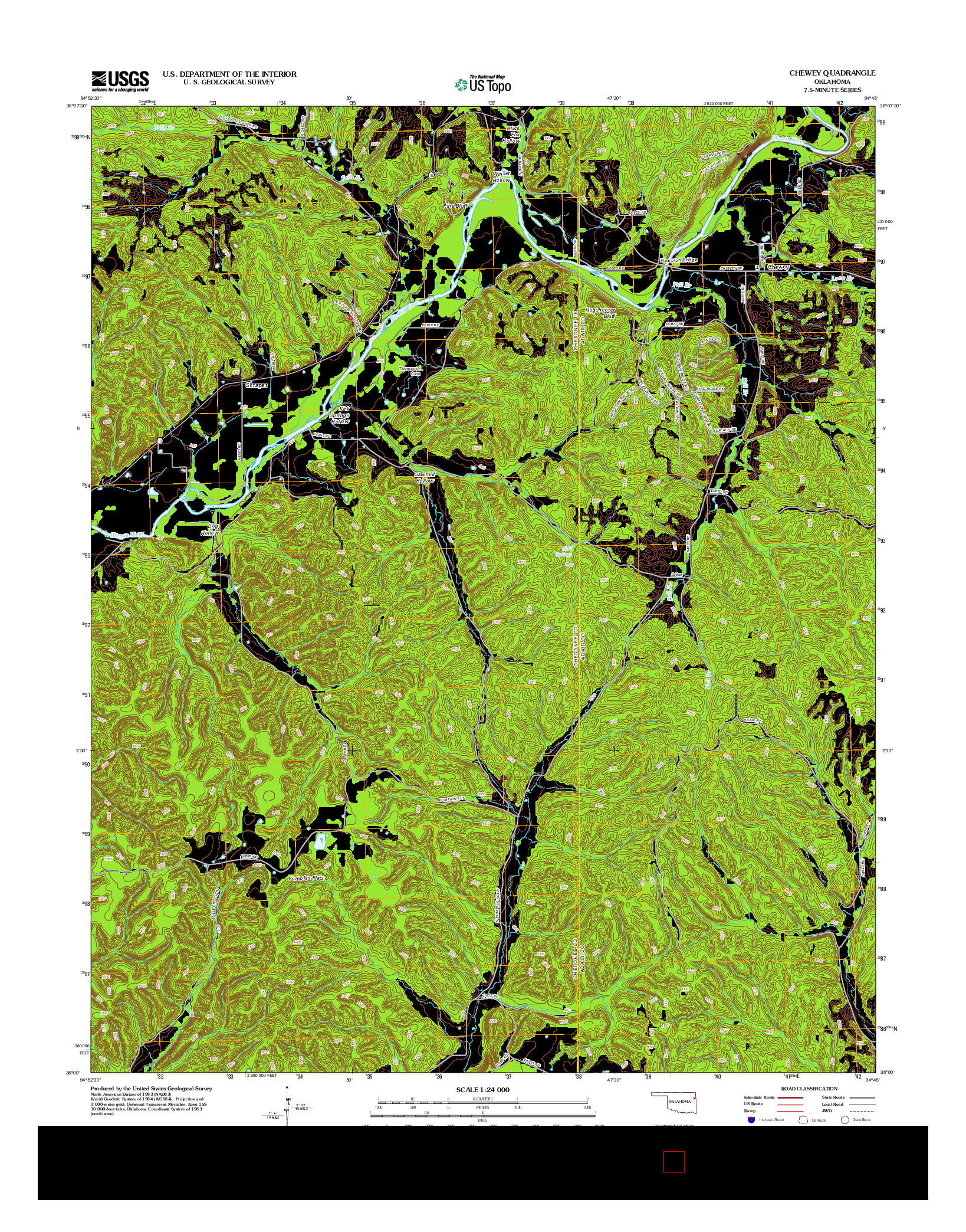 USGS US TOPO 7.5-MINUTE MAP FOR CHEWEY, OK 2012