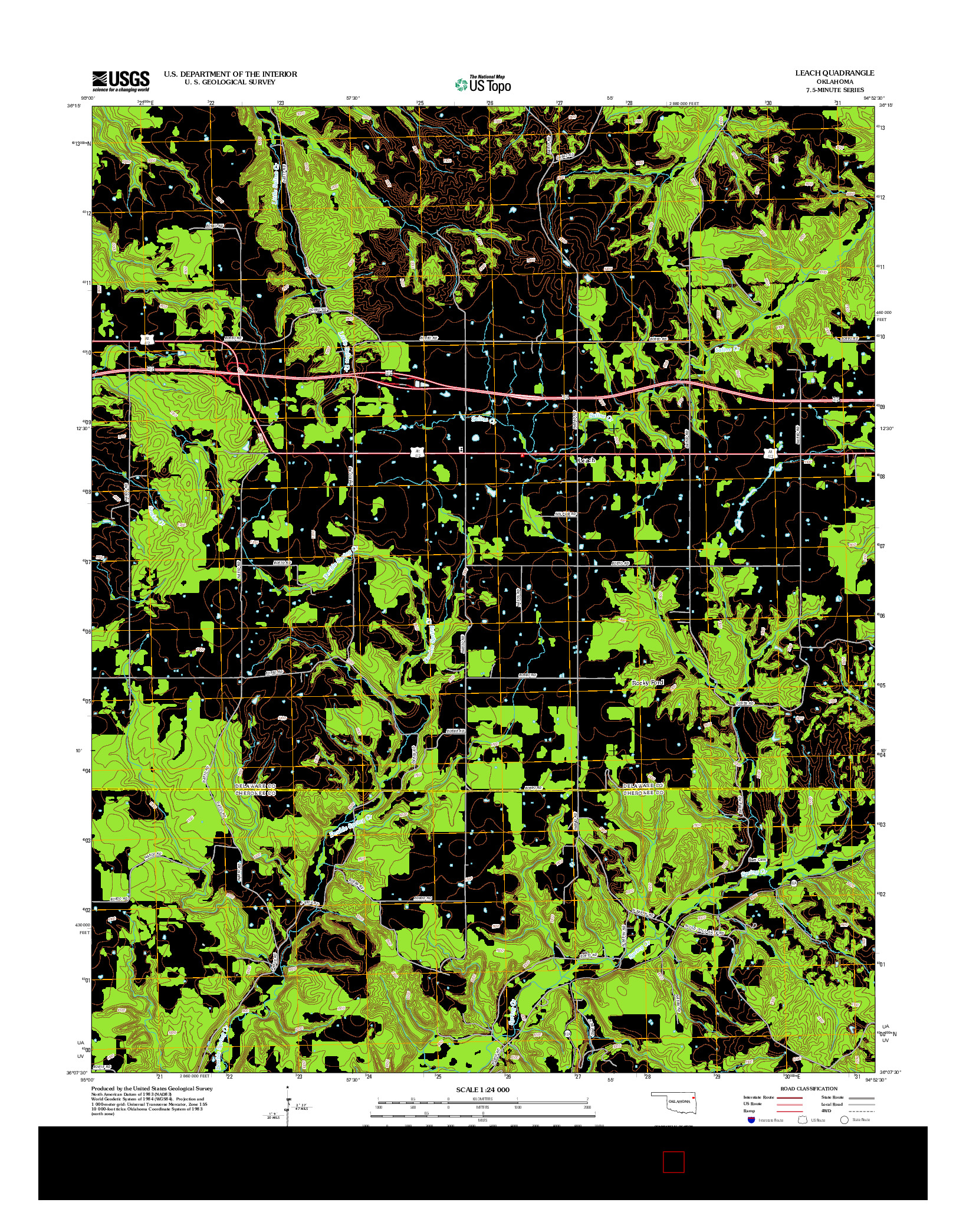 USGS US TOPO 7.5-MINUTE MAP FOR LEACH, OK 2012