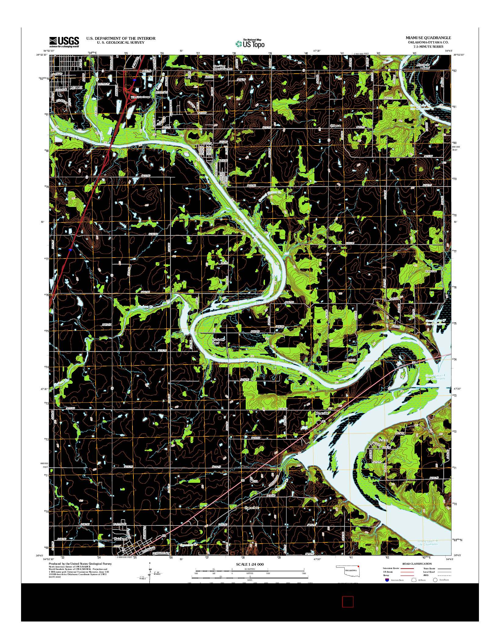 USGS US TOPO 7.5-MINUTE MAP FOR MIAMI SE, OK 2012