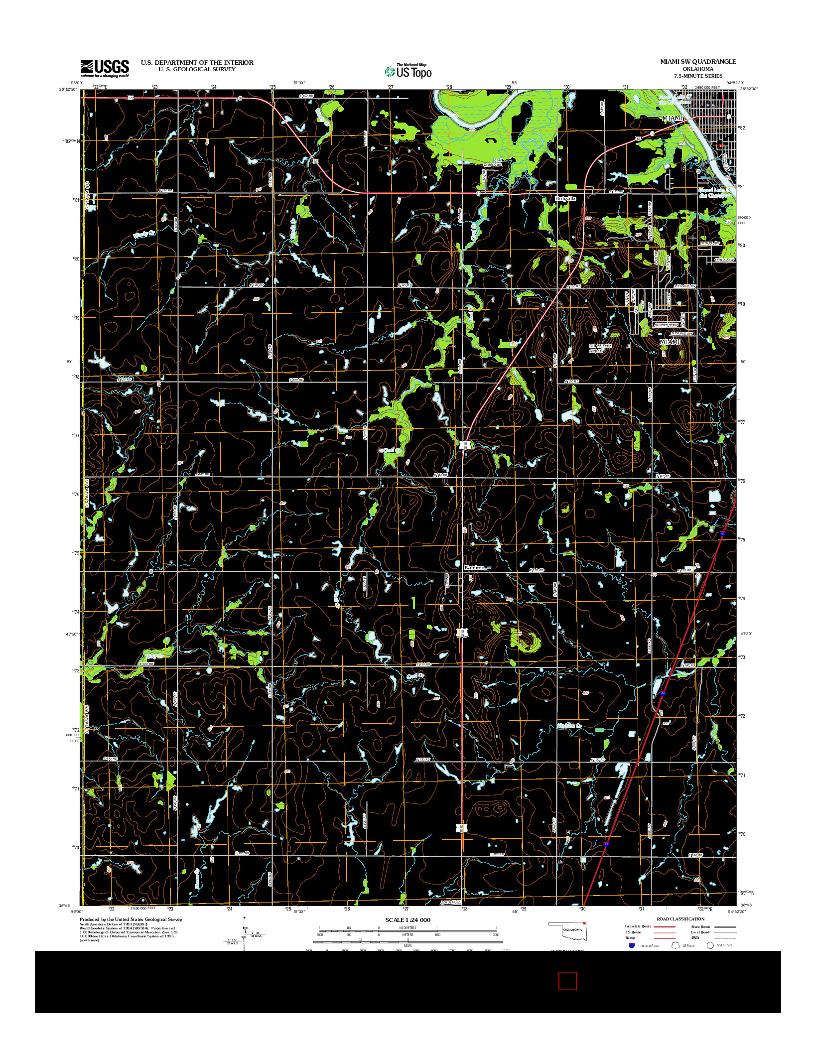 USGS US TOPO 7.5-MINUTE MAP FOR MIAMI SW, OK 2012