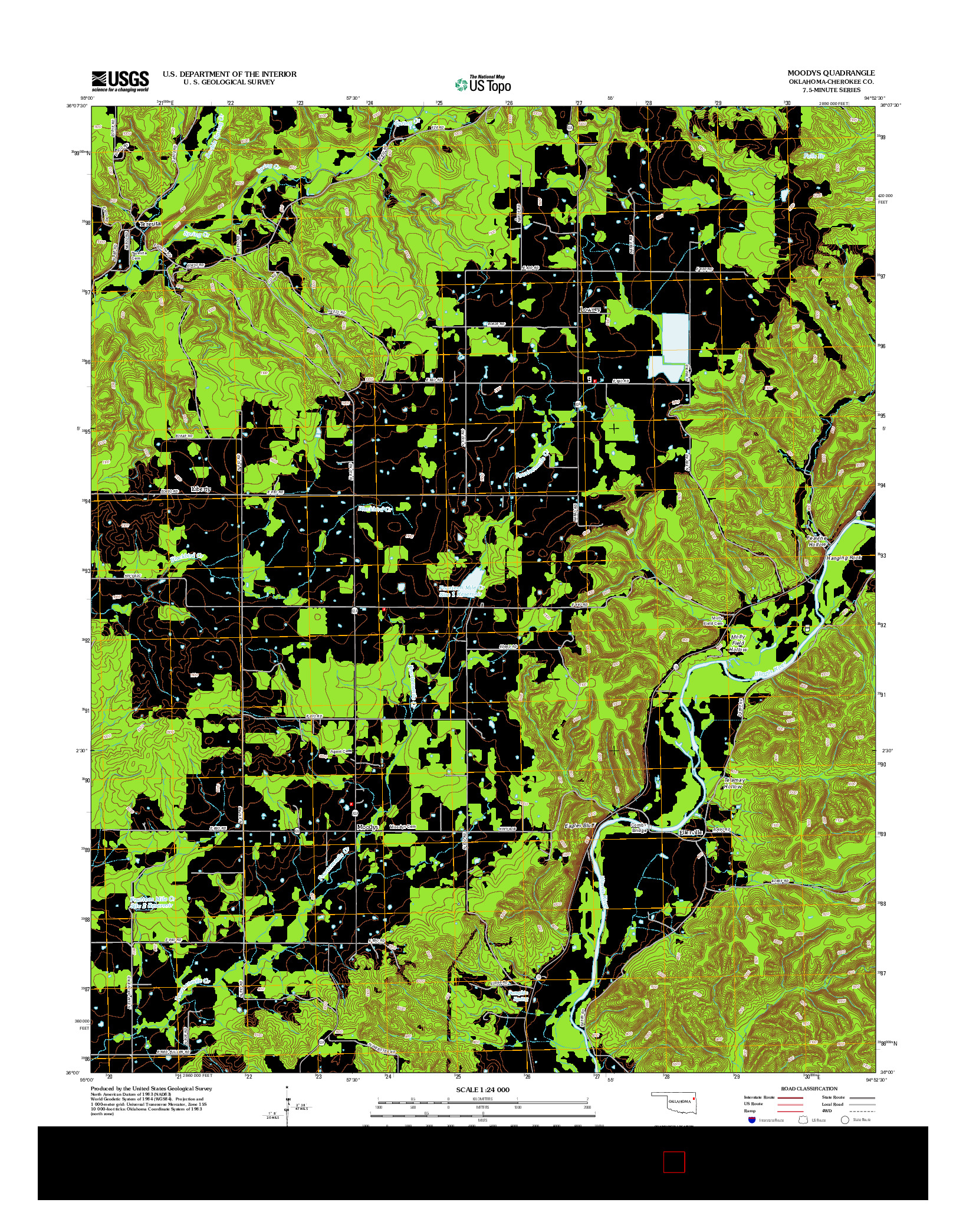 USGS US TOPO 7.5-MINUTE MAP FOR MOODYS, OK 2012