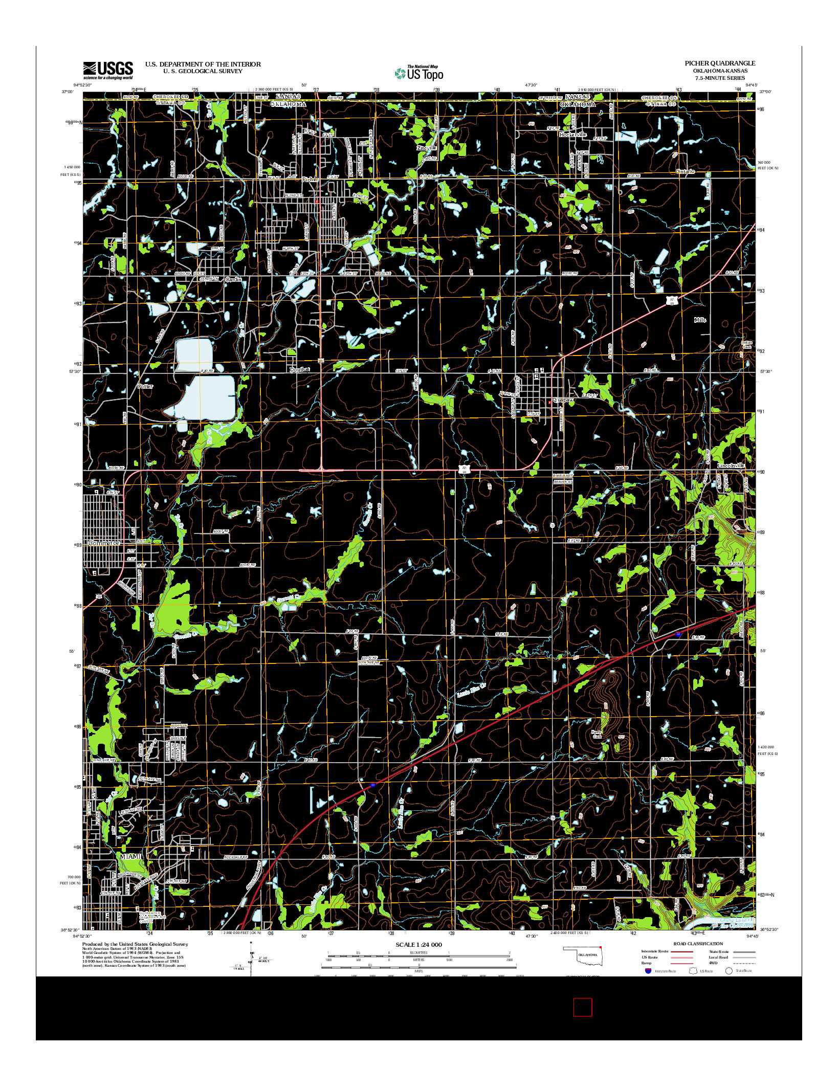 USGS US TOPO 7.5-MINUTE MAP FOR PICHER, OK-KS 2012