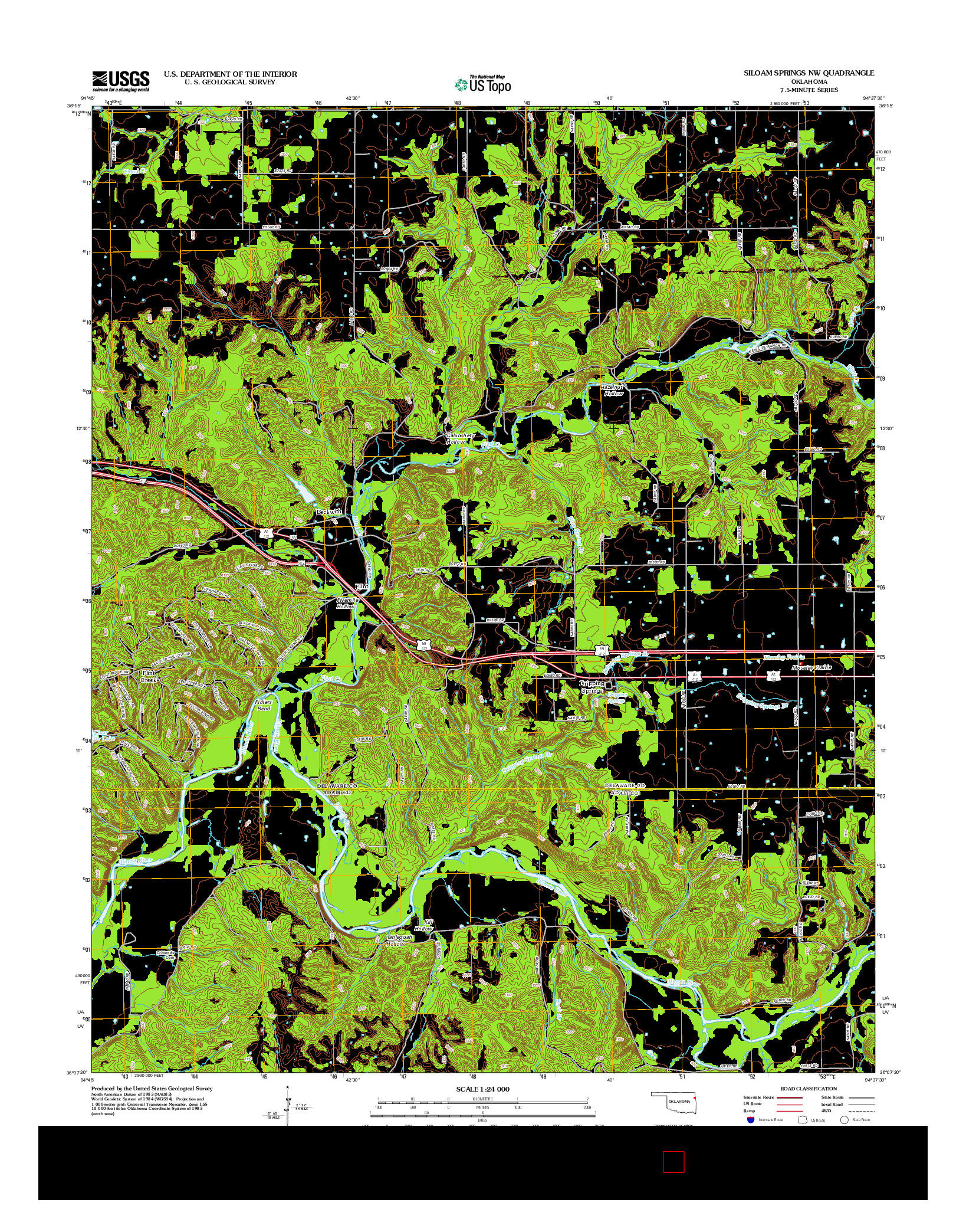 USGS US TOPO 7.5-MINUTE MAP FOR SILOAM SPRINGS NW, OK 2012