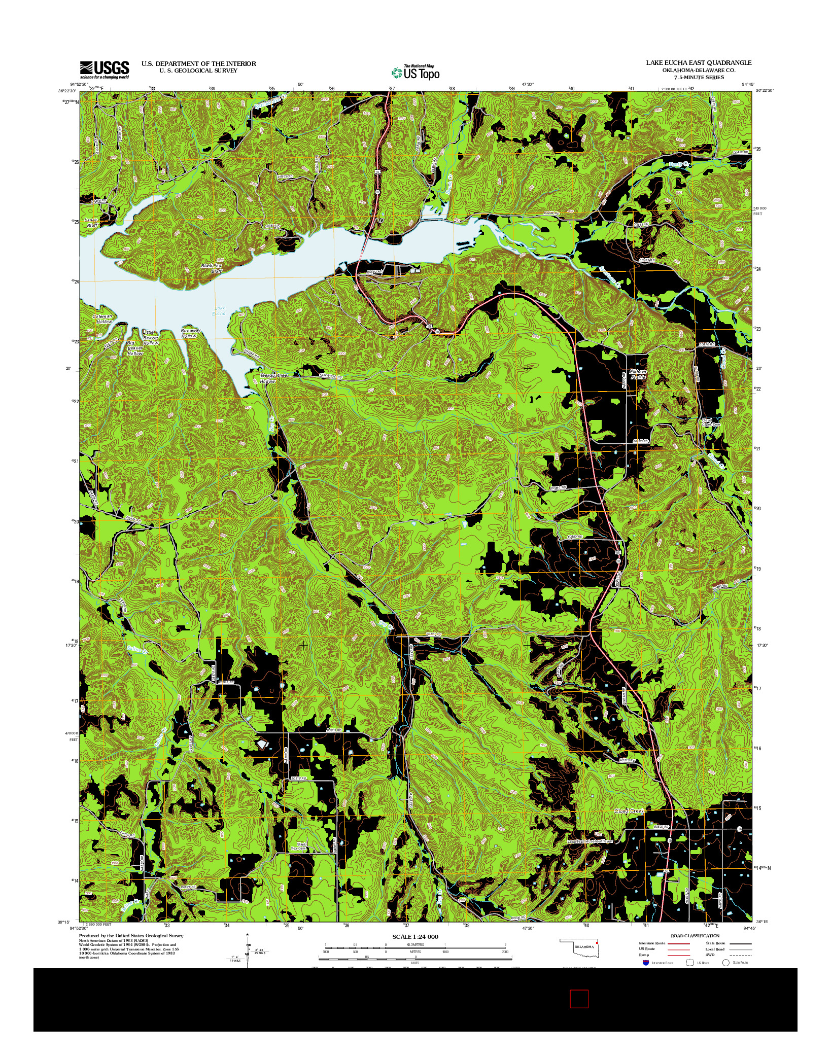 USGS US TOPO 7.5-MINUTE MAP FOR LAKE EUCHA EAST, OK 2012