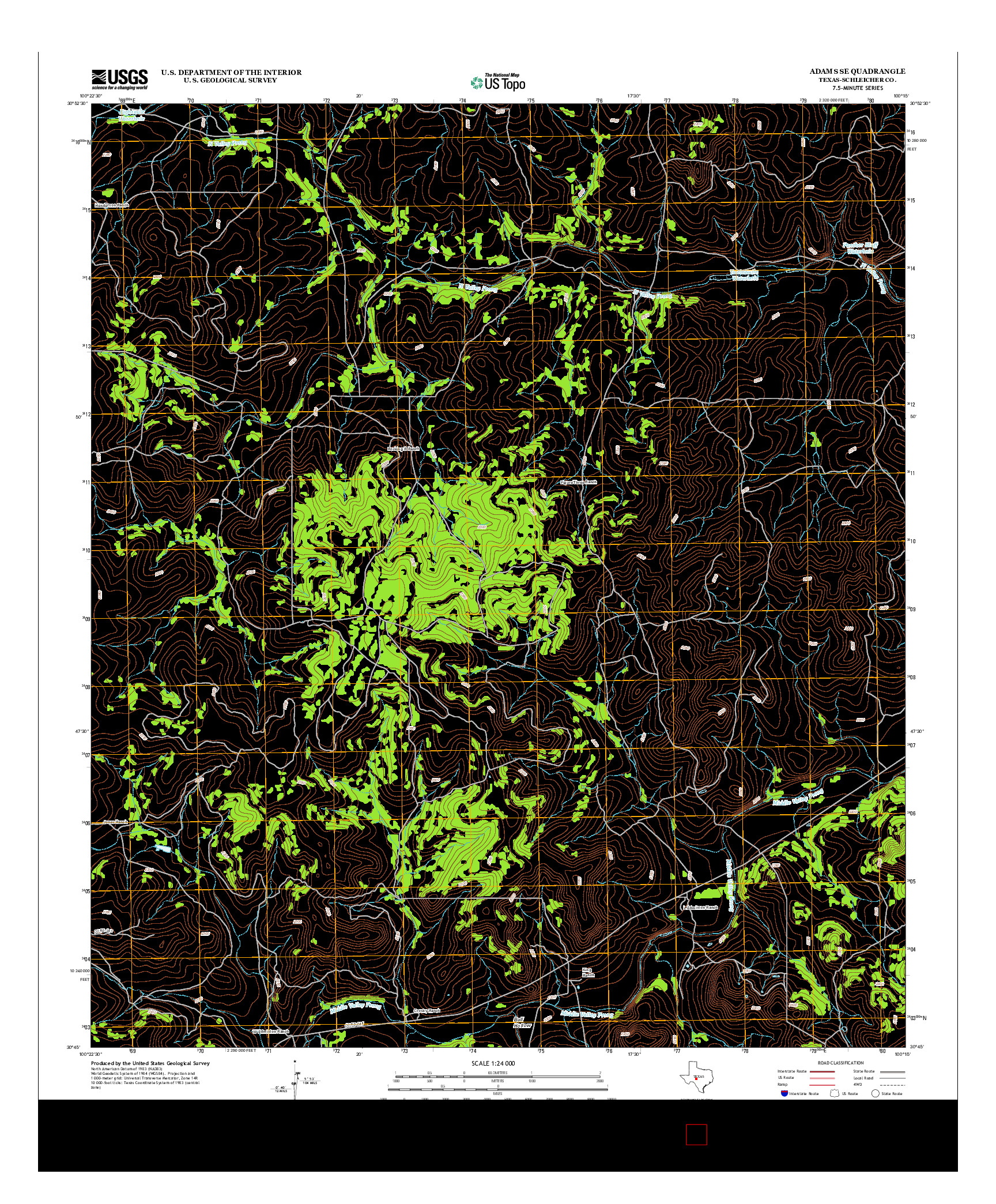 USGS US TOPO 7.5-MINUTE MAP FOR ADAMS SE, TX 2012