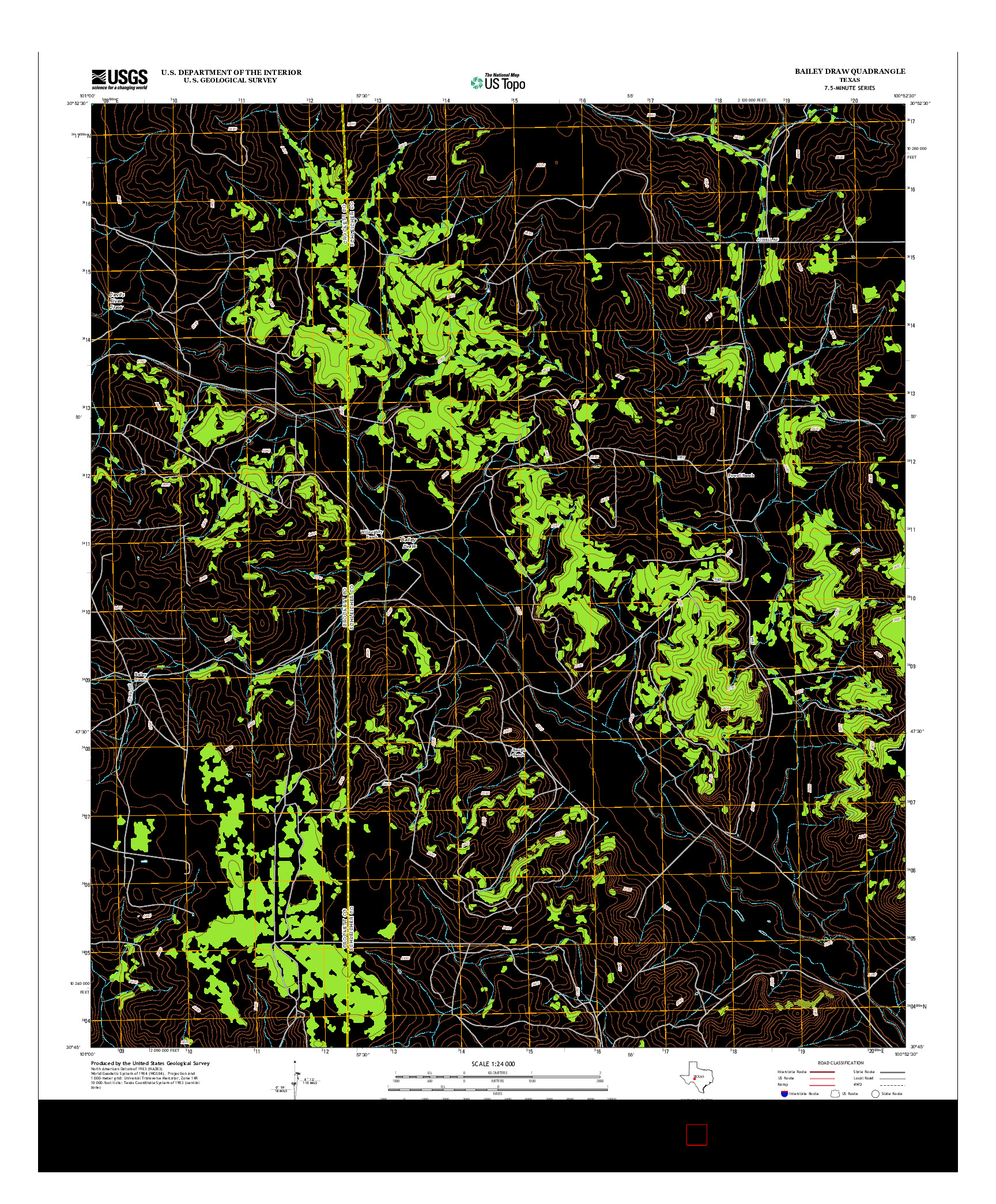 USGS US TOPO 7.5-MINUTE MAP FOR BAILEY DRAW, TX 2012