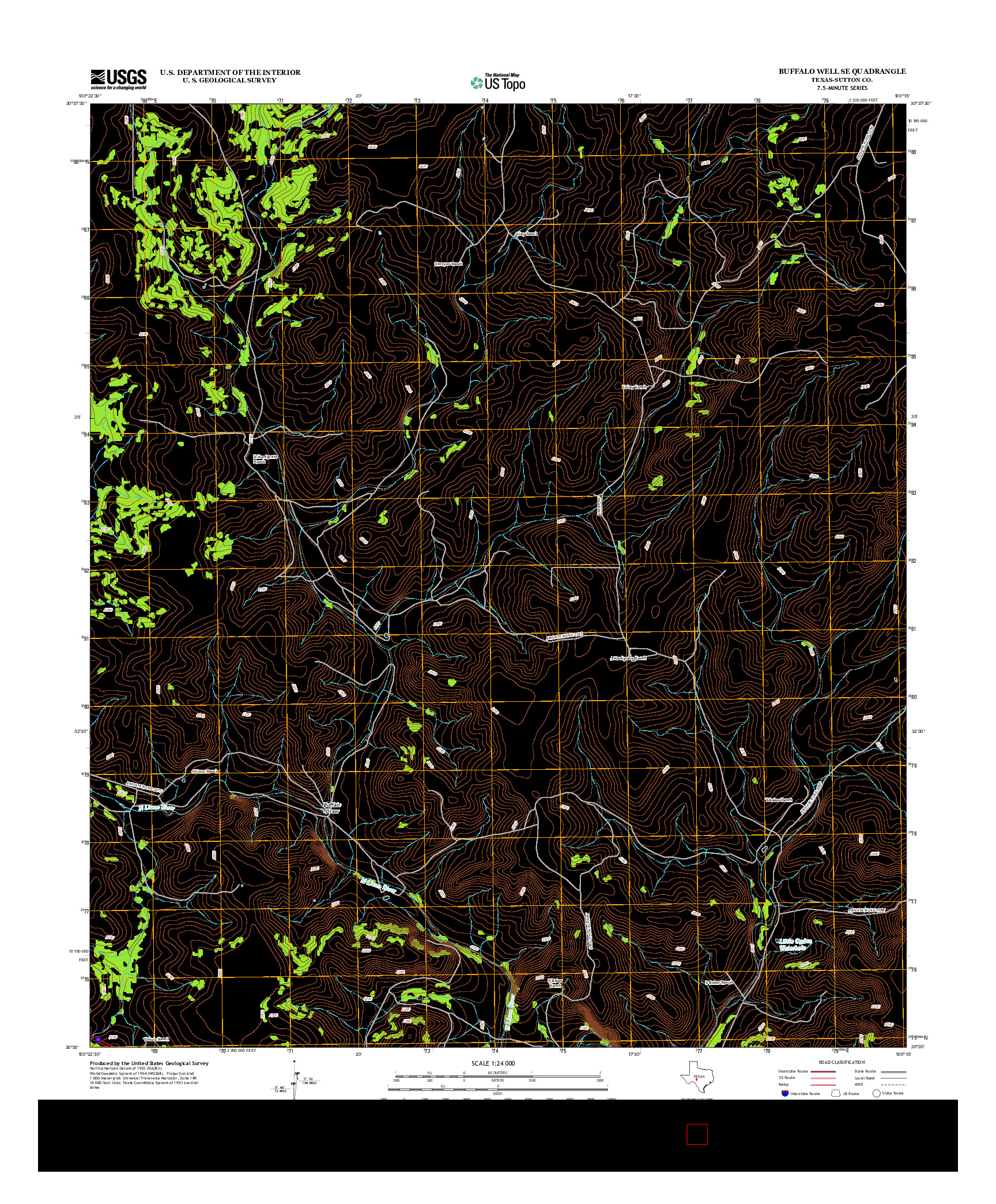 USGS US TOPO 7.5-MINUTE MAP FOR BUFFALO WELL SE, TX 2012