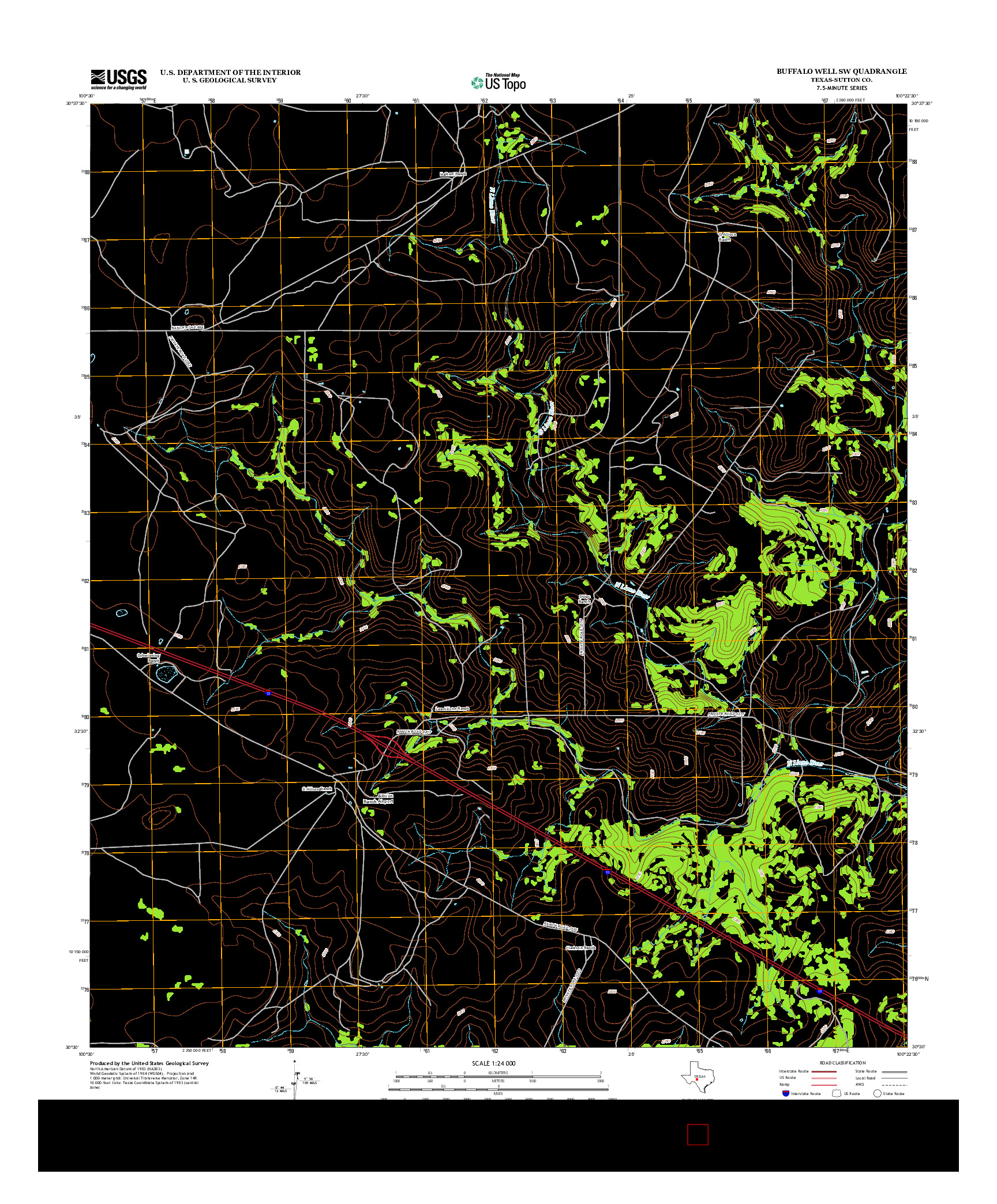 USGS US TOPO 7.5-MINUTE MAP FOR BUFFALO WELL SW, TX 2012