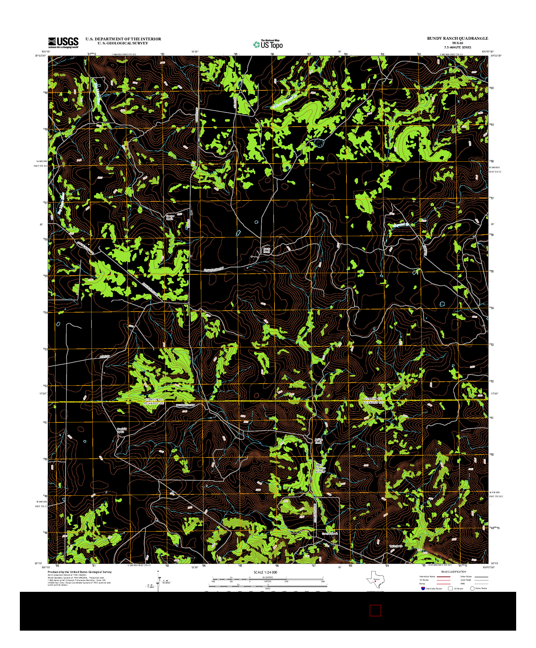 USGS US TOPO 7.5-MINUTE MAP FOR BUNDY RANCH, TX 2012